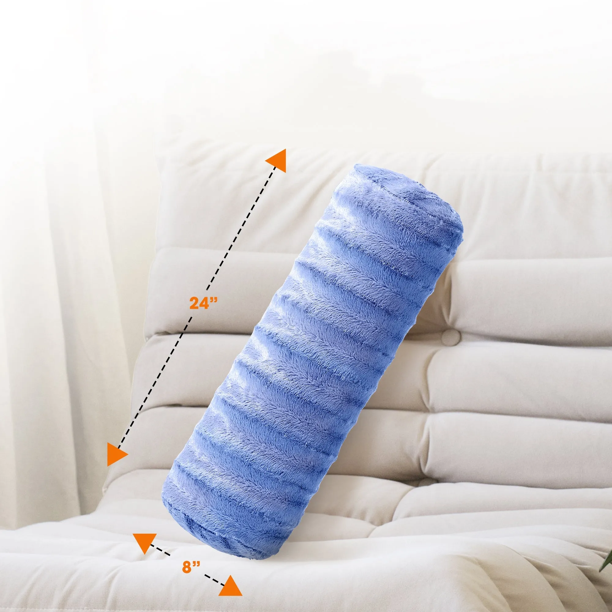 Cheer Collection Set of 2 Faux Fur Bolster Pillows. Decorative Roll Pillow