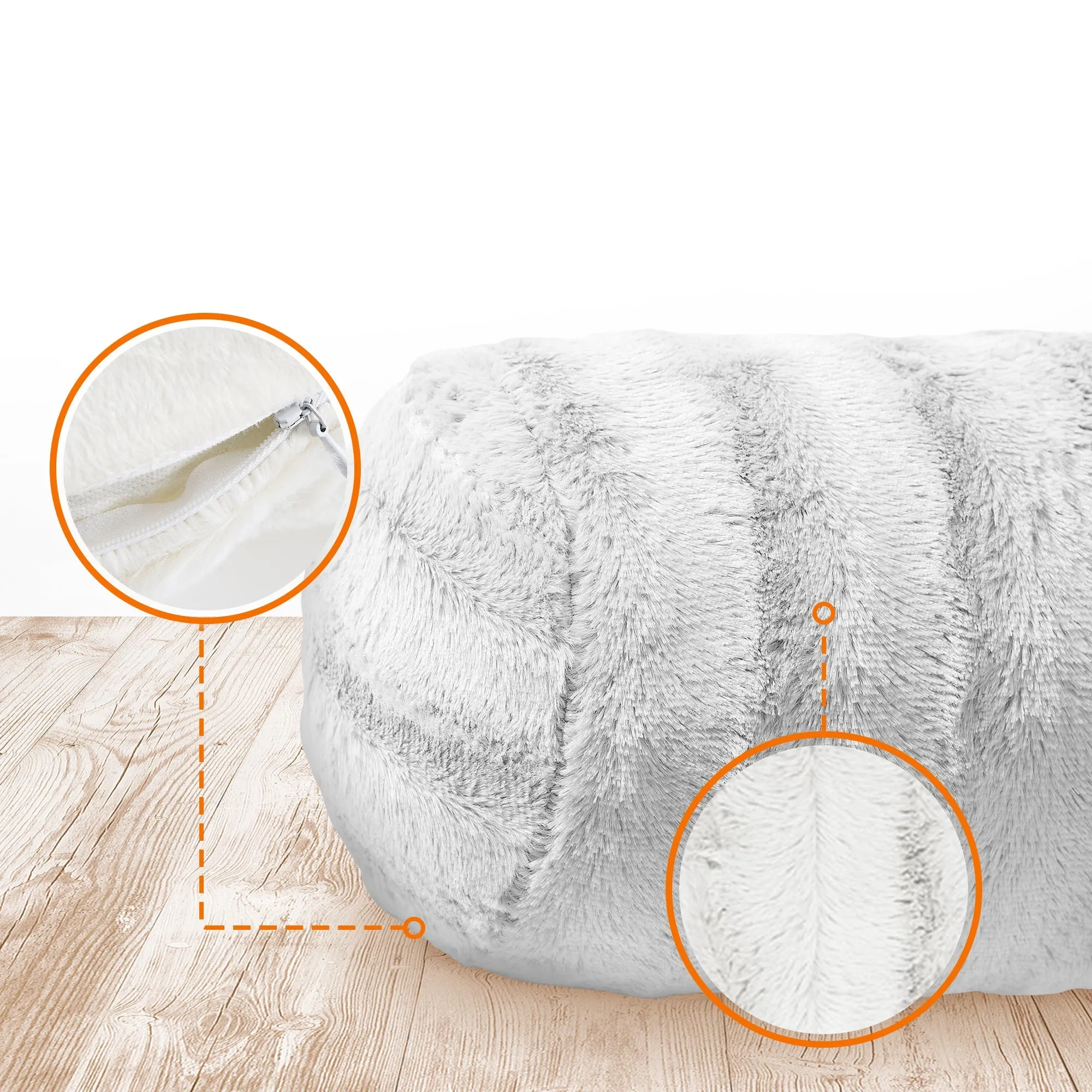 Cheer Collection Set of 2 Faux Fur Bolster Pillows. Decorative Roll Pillow