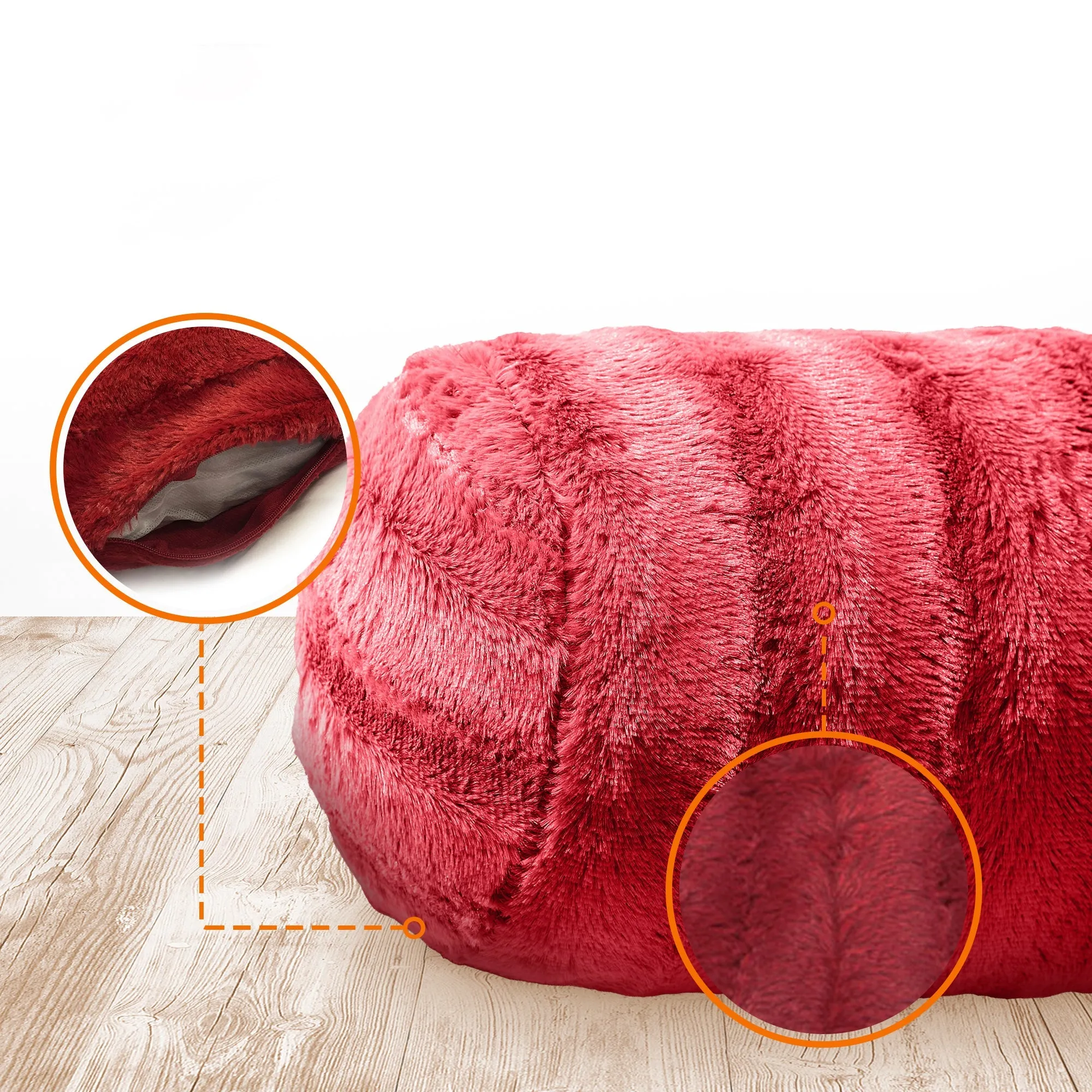 Cheer Collection Set of 2 Faux Fur Bolster Pillows. Decorative Roll Pillow