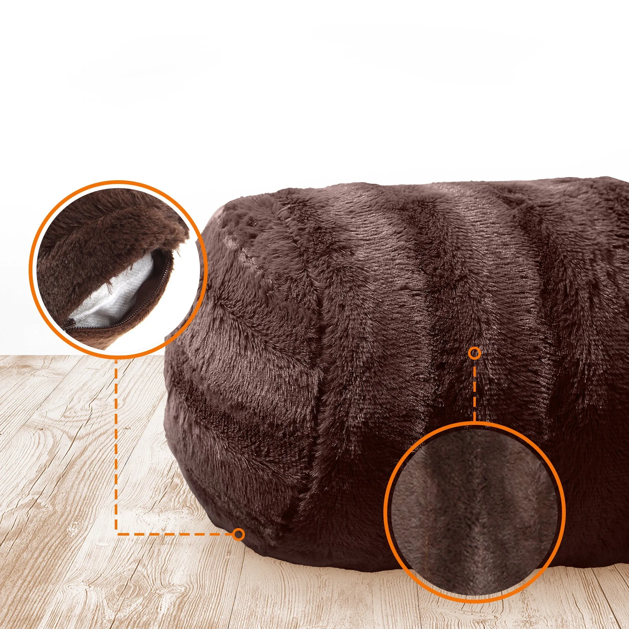 Cheer Collection Set of 2 Faux Fur Bolster Pillows. Decorative Roll Pillow