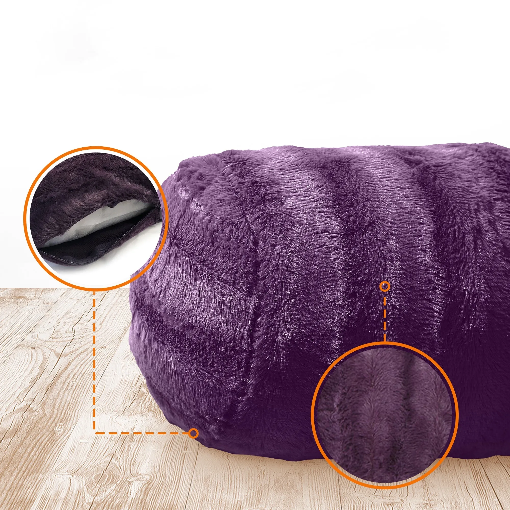 Cheer Collection Set of 2 Faux Fur Bolster Pillows. Decorative Roll Pillow