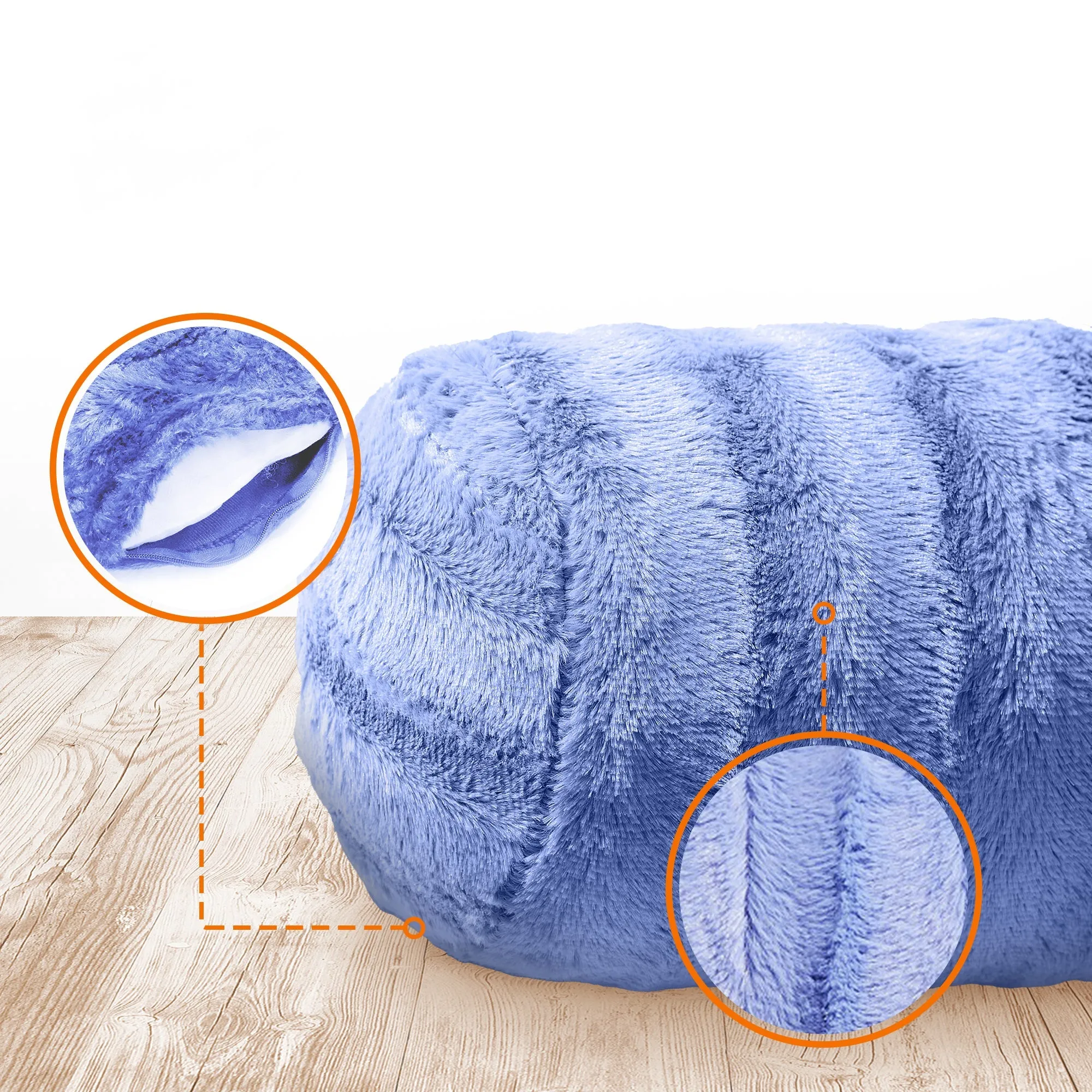 Cheer Collection Set of 2 Faux Fur Bolster Pillows. Decorative Roll Pillow
