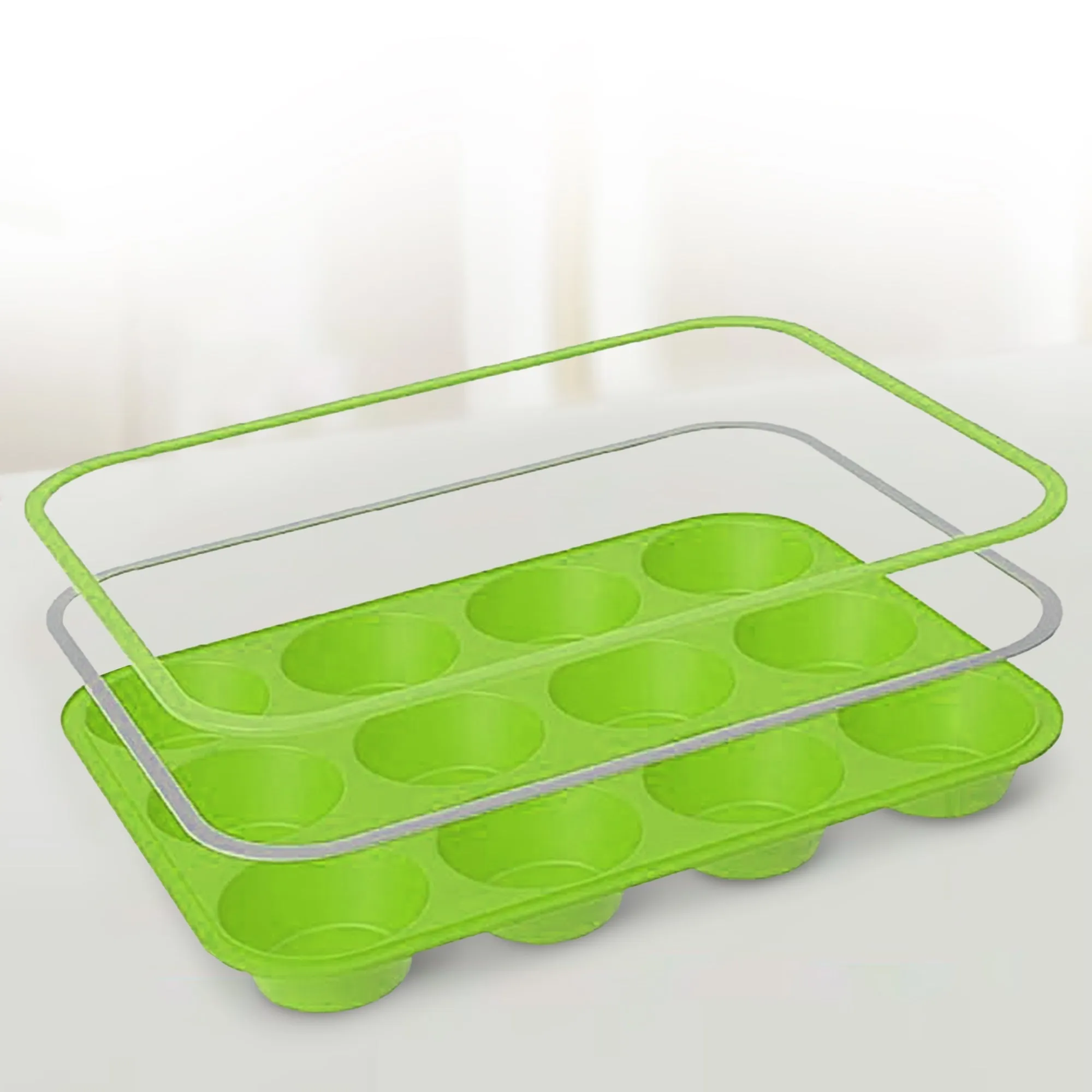 Cheer Collection Set of 3 Non-Stick Silicone Muffin Pans  BPA-Free. Food-Grade Baking Tray