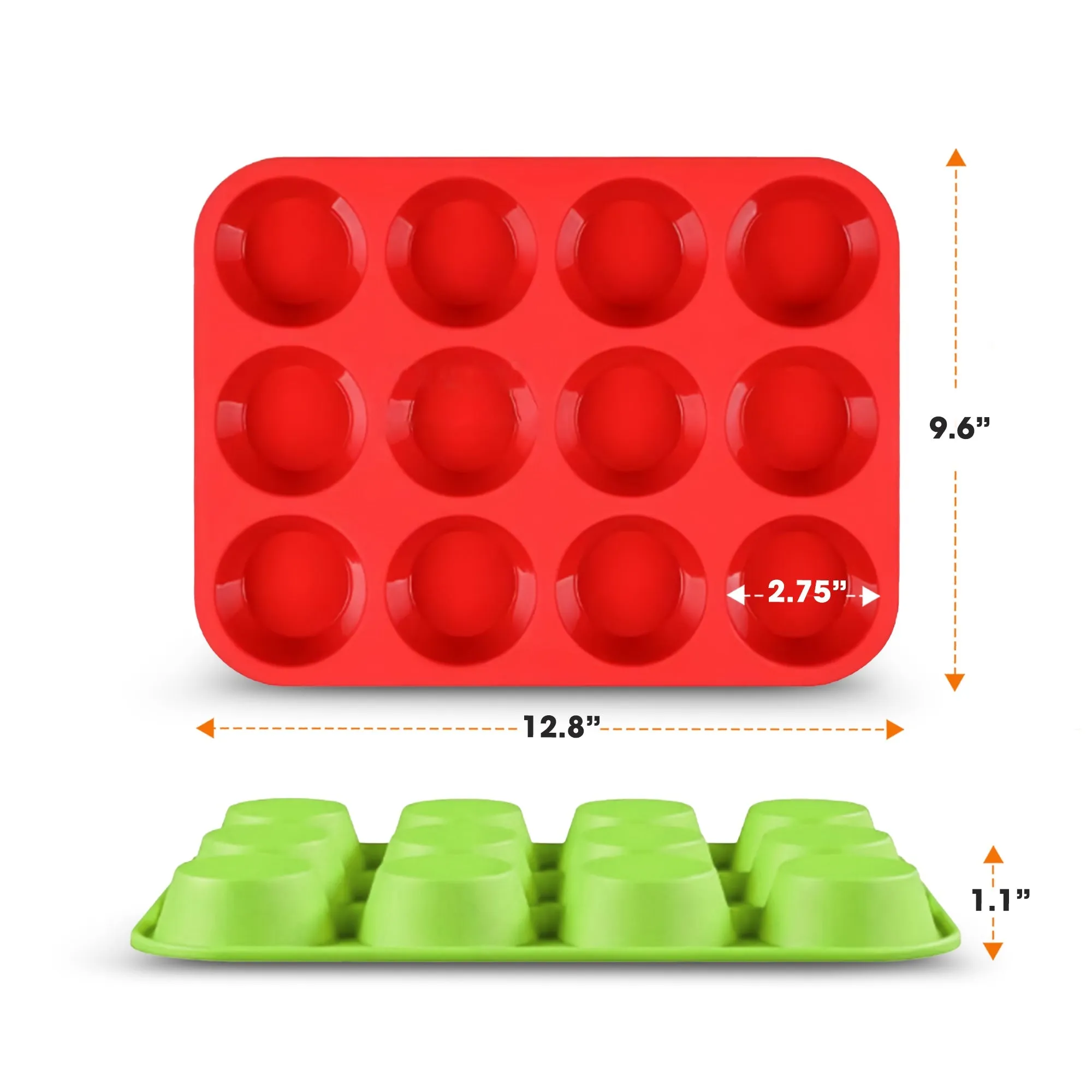 Cheer Collection Set of 3 Non-Stick Silicone Muffin Pans  BPA-Free. Food-Grade Baking Tray