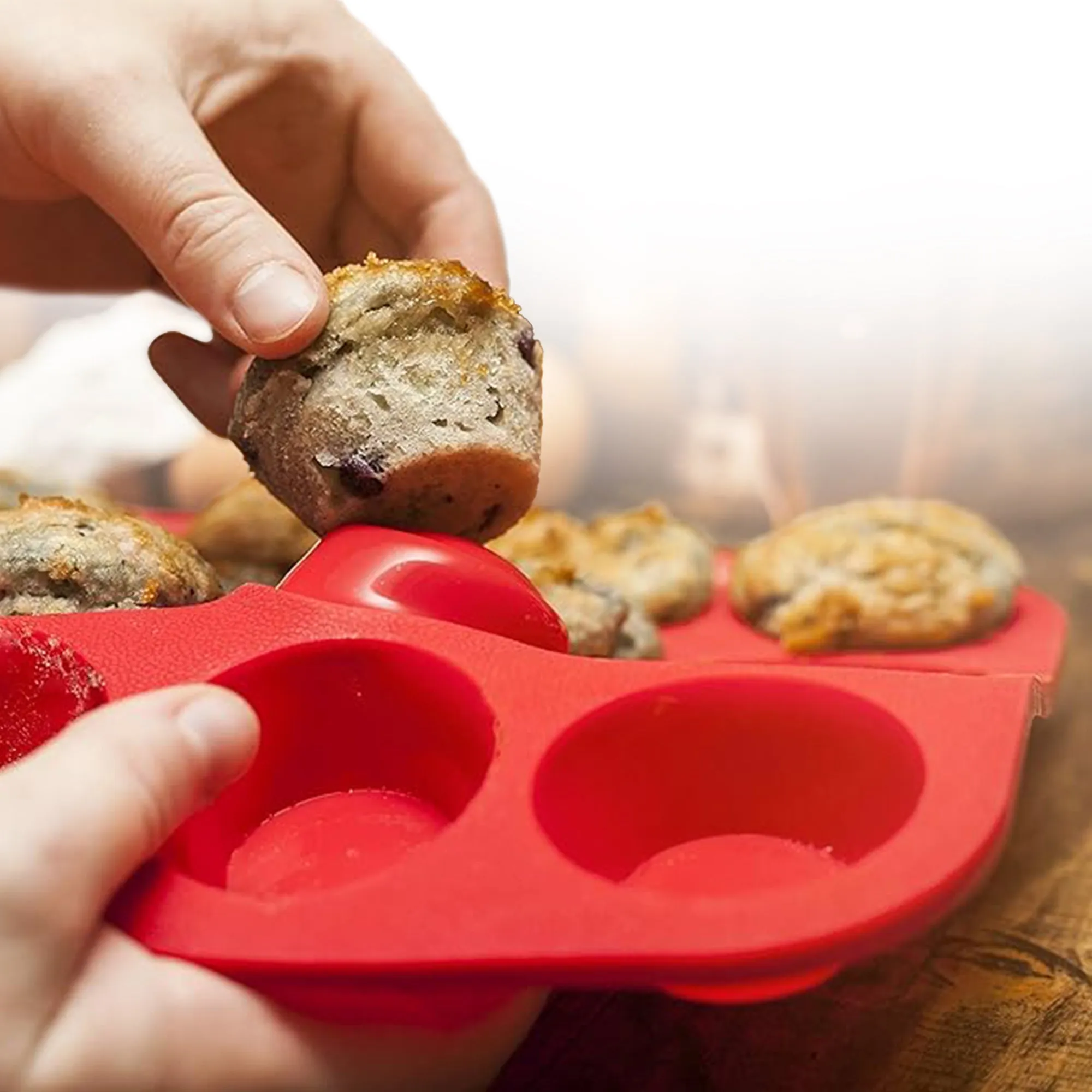 Cheer Collection Set of 3 Non-Stick Silicone Muffin Pans  BPA-Free. Food-Grade Baking Tray