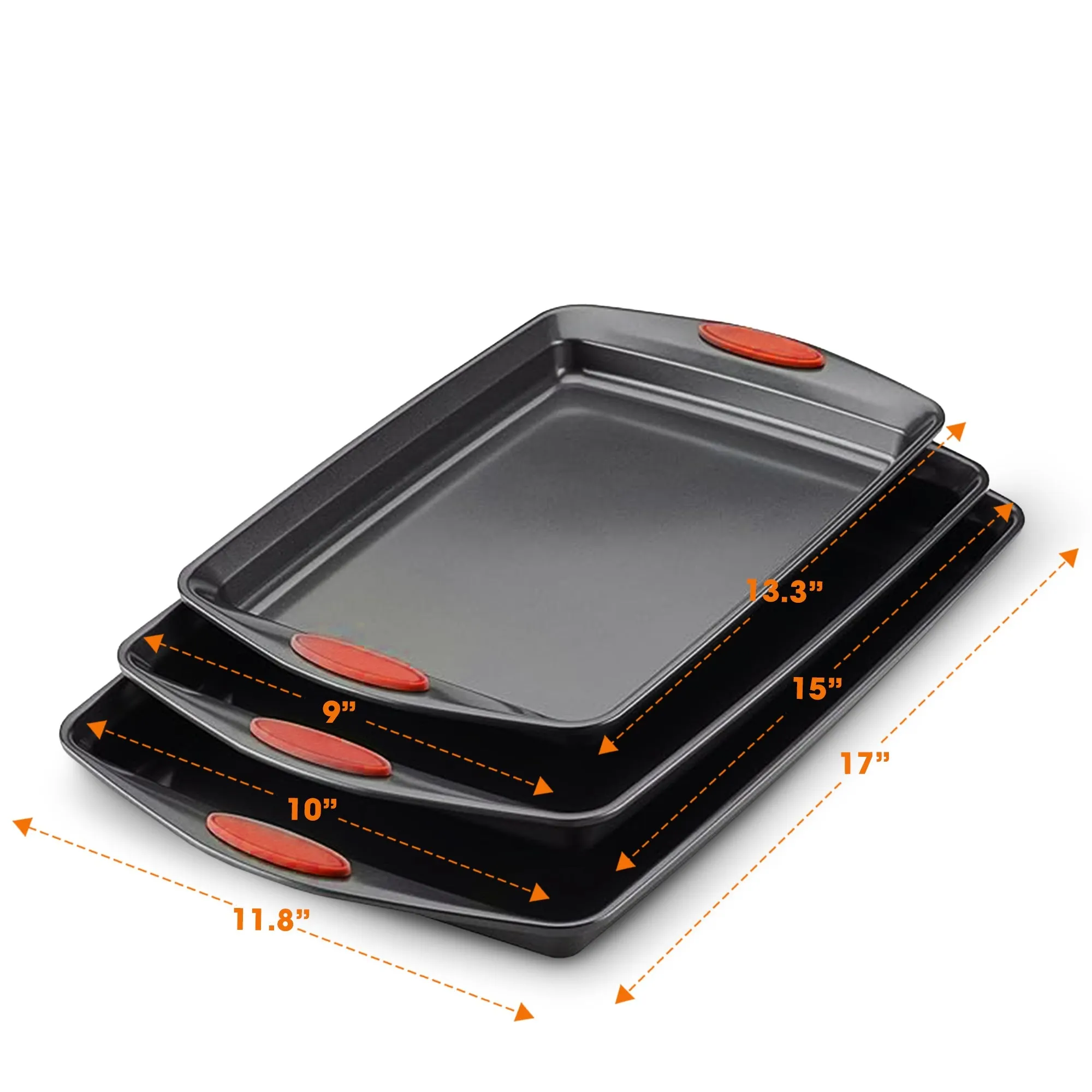 Cheer Collection Set of 3 Nonstick Baking Pans  Durable Carbon Steel Bakeware with Nonstick Coating
