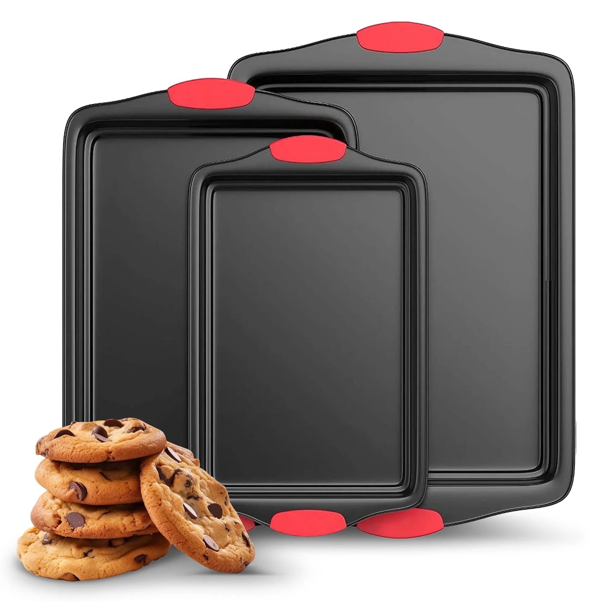 Cheer Collection Set of 3 Nonstick Baking Pans  Durable Carbon Steel Bakeware with Nonstick Coating