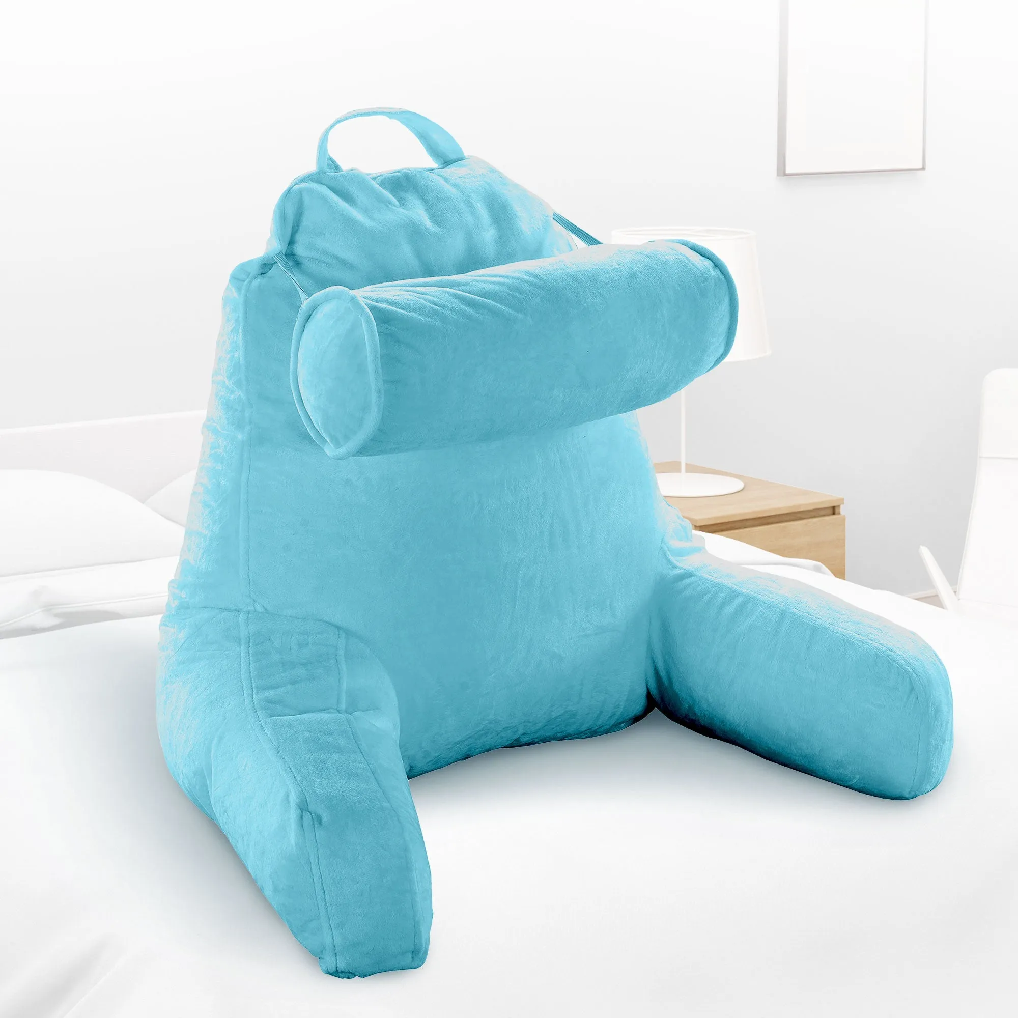 Cheer Collection TV &  Reading Pillow with Detachable Cervical Bolster Backrest . Washable