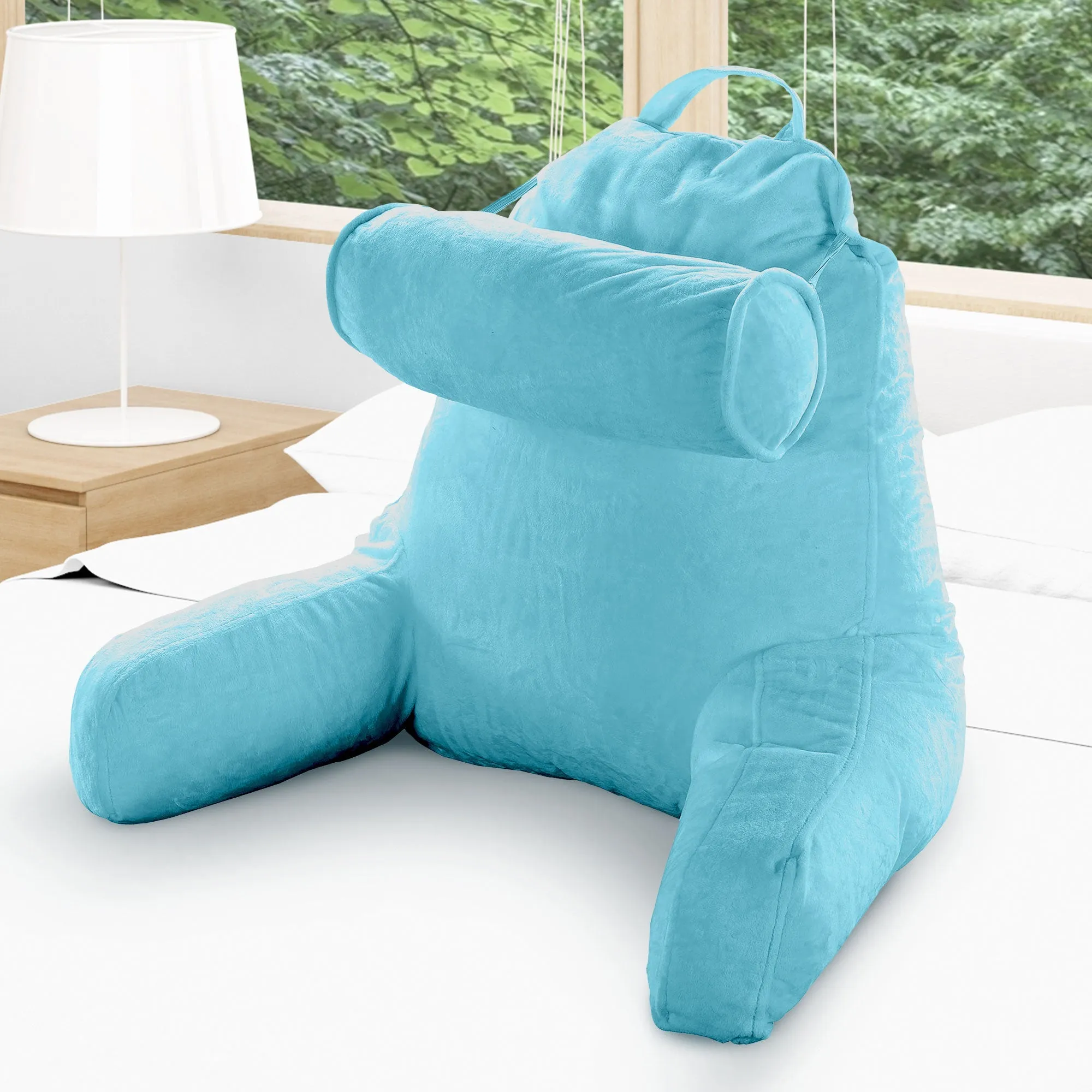 Cheer Collection TV &  Reading Pillow with Detachable Cervical Bolster Backrest . Washable