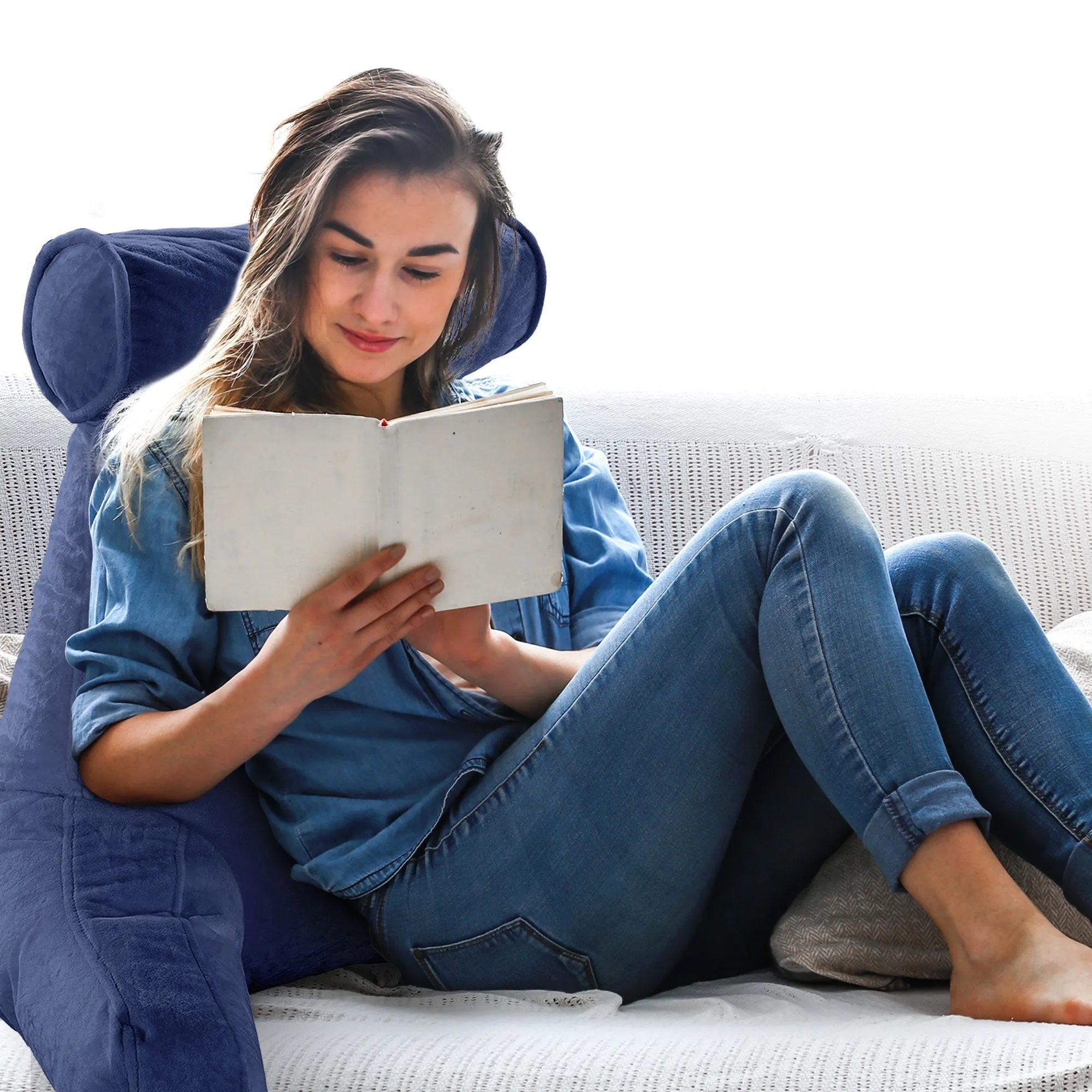 Cheer Collection TV &  Reading Pillow with Detachable Cervical Bolster Backrest . Washable