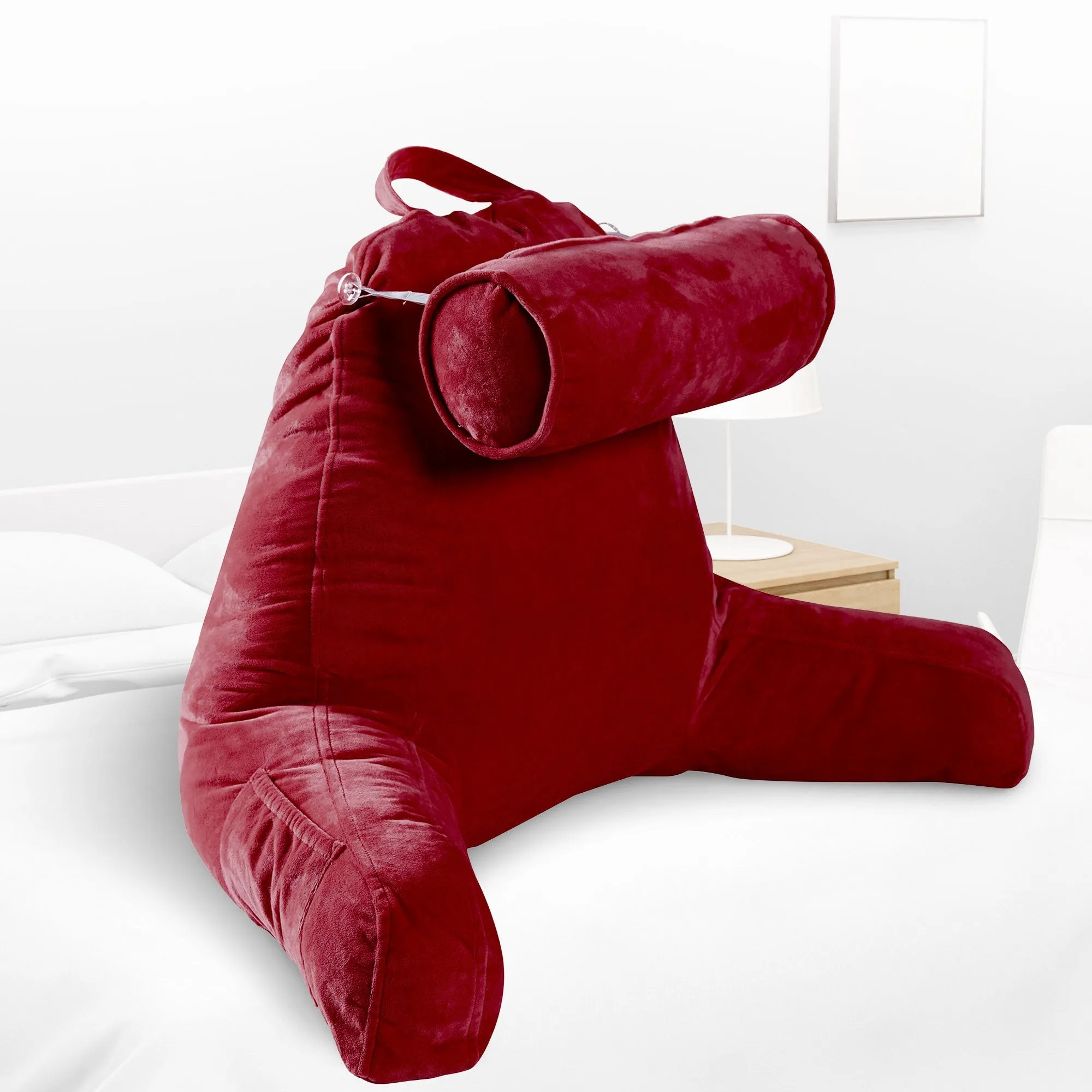 Cheer Collection TV &  Reading Pillow with Detachable Cervical Bolster Backrest . Washable
