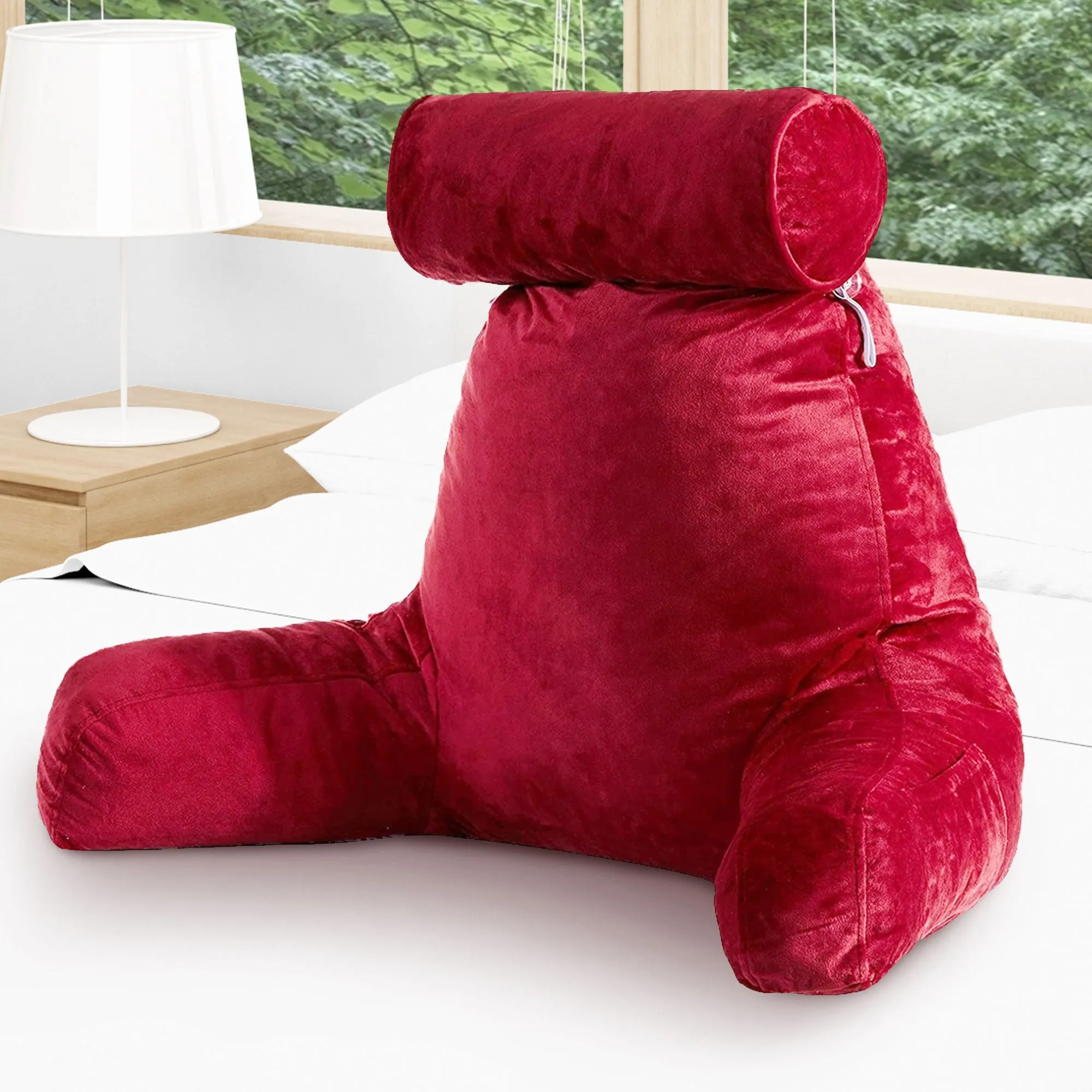 Cheer Collection TV &  Reading Pillow with Detachable Cervical Bolster Backrest . Washable