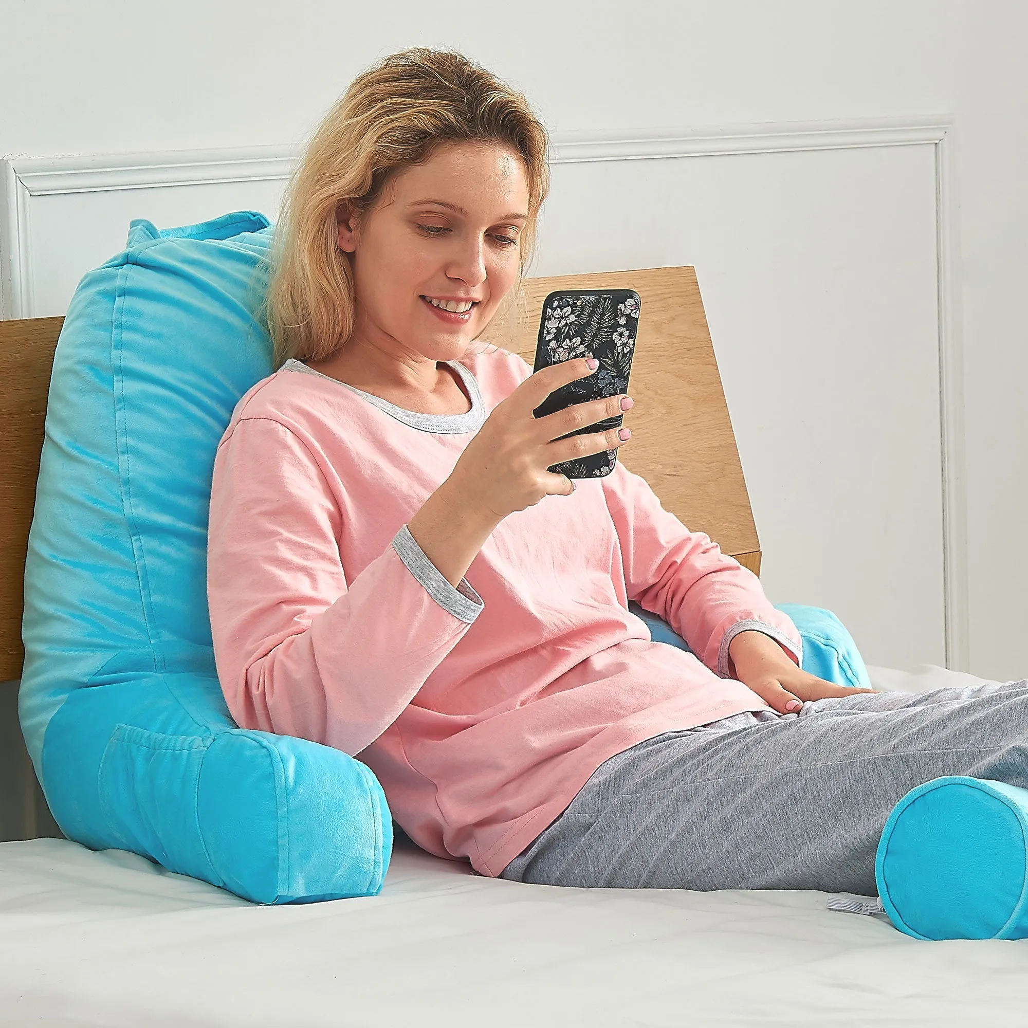 Cheer Collection TV &  Reading Pillow with Detachable Cervical Bolster Backrest . Washable