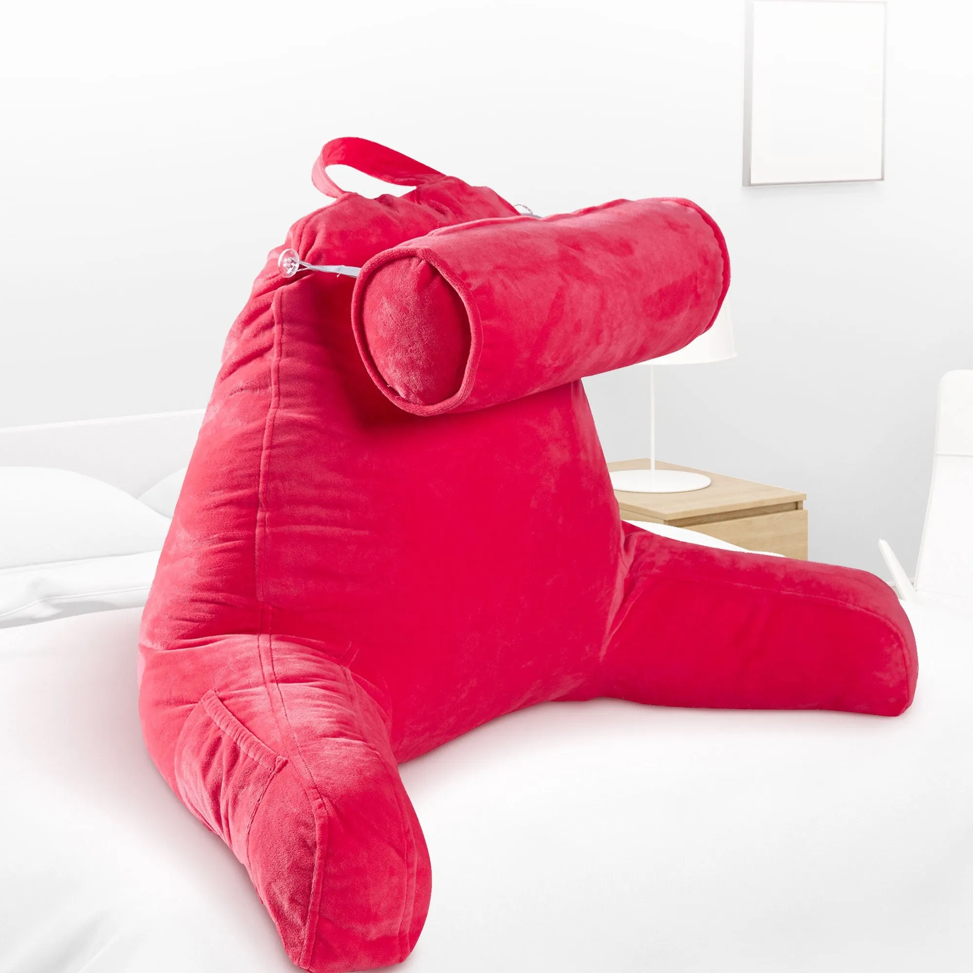 Cheer Collection TV &  Reading Pillow with Detachable Cervical Bolster Backrest . Washable