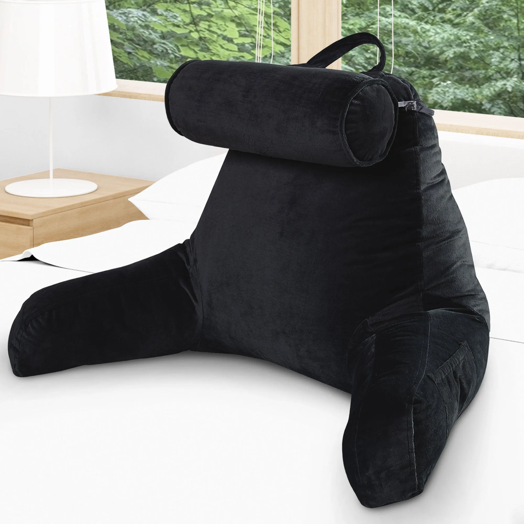 Cheer Collection TV &  Reading Pillow with Detachable Cervical Bolster Backrest . Washable