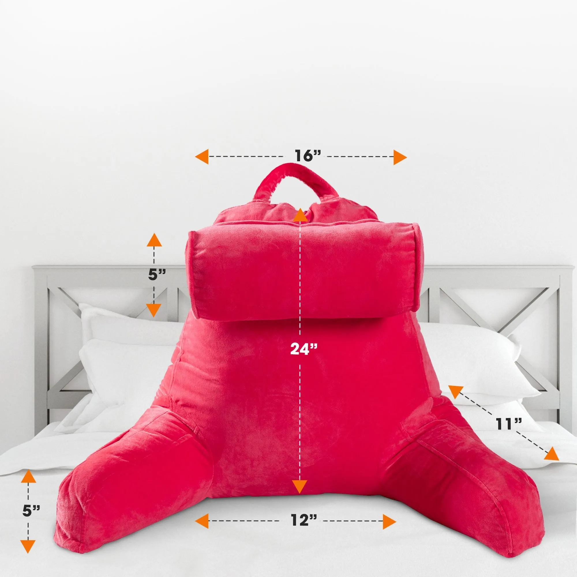 Cheer Collection TV &  Reading Pillow with Detachable Cervical Bolster Backrest . Washable