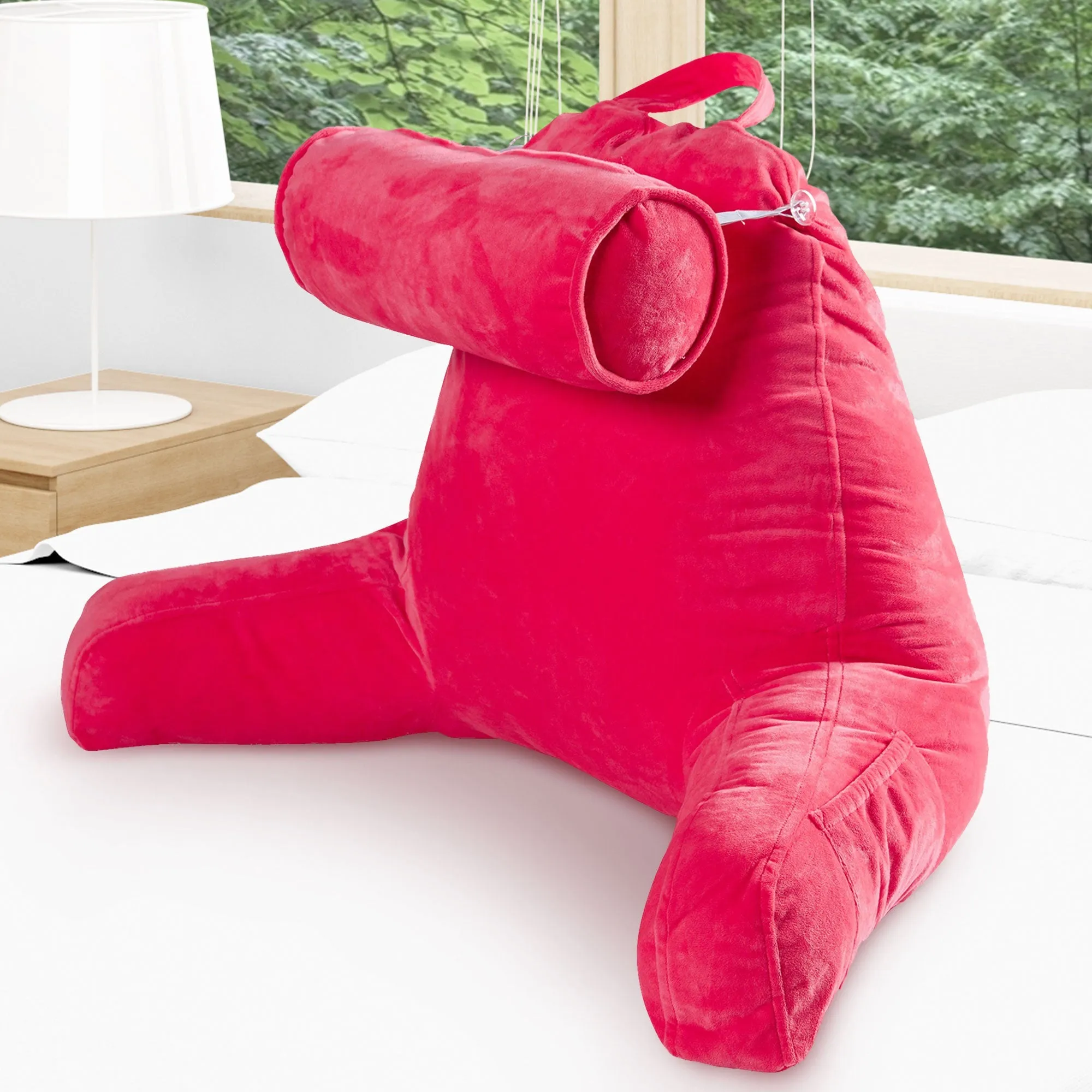 Cheer Collection TV &  Reading Pillow with Detachable Cervical Bolster Backrest . Washable