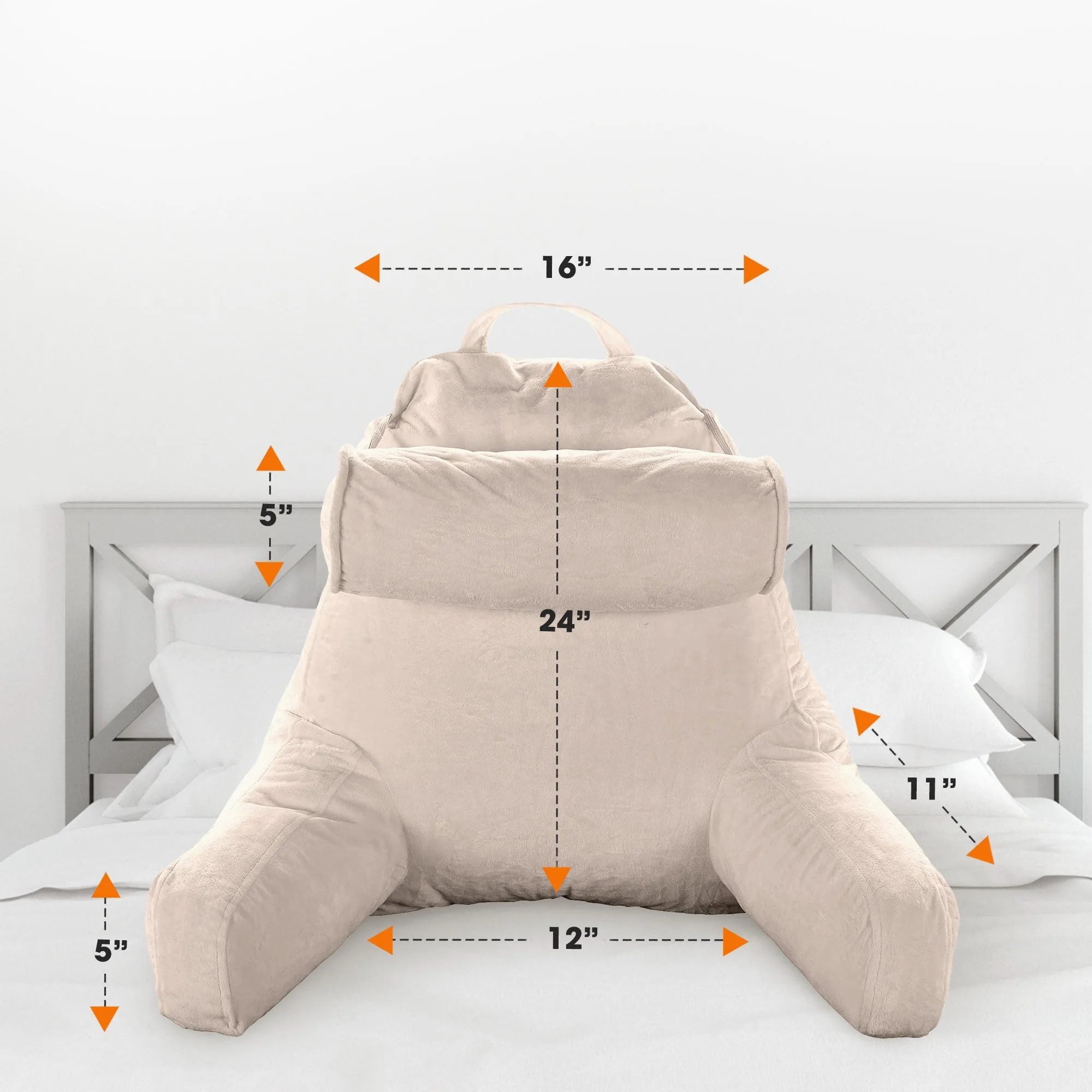 Cheer Collection TV &  Reading Pillow with Detachable Cervical Bolster Backrest . Washable