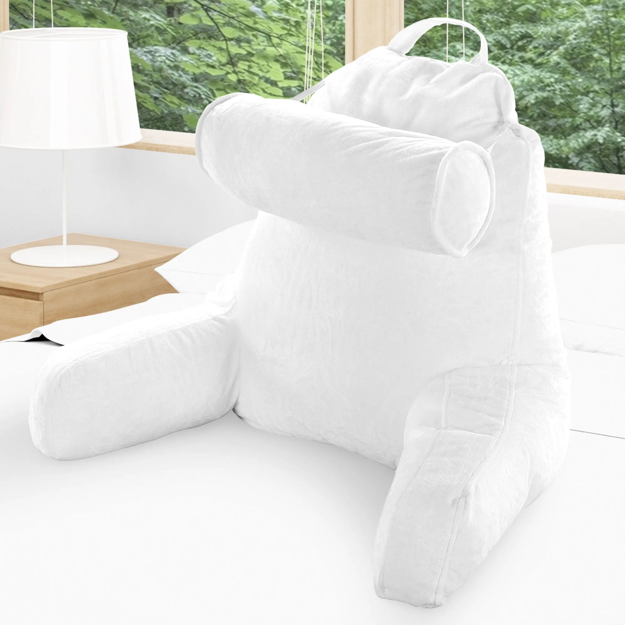 Cheer Collection TV &  Reading Pillow with Detachable Cervical Bolster Backrest . Washable
