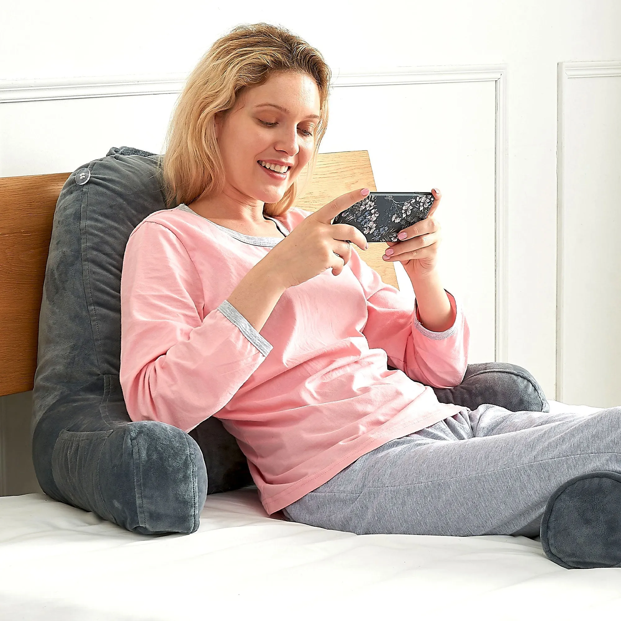 Cheer Collection TV &  Reading Pillow with Detachable Cervical Bolster Backrest . Washable