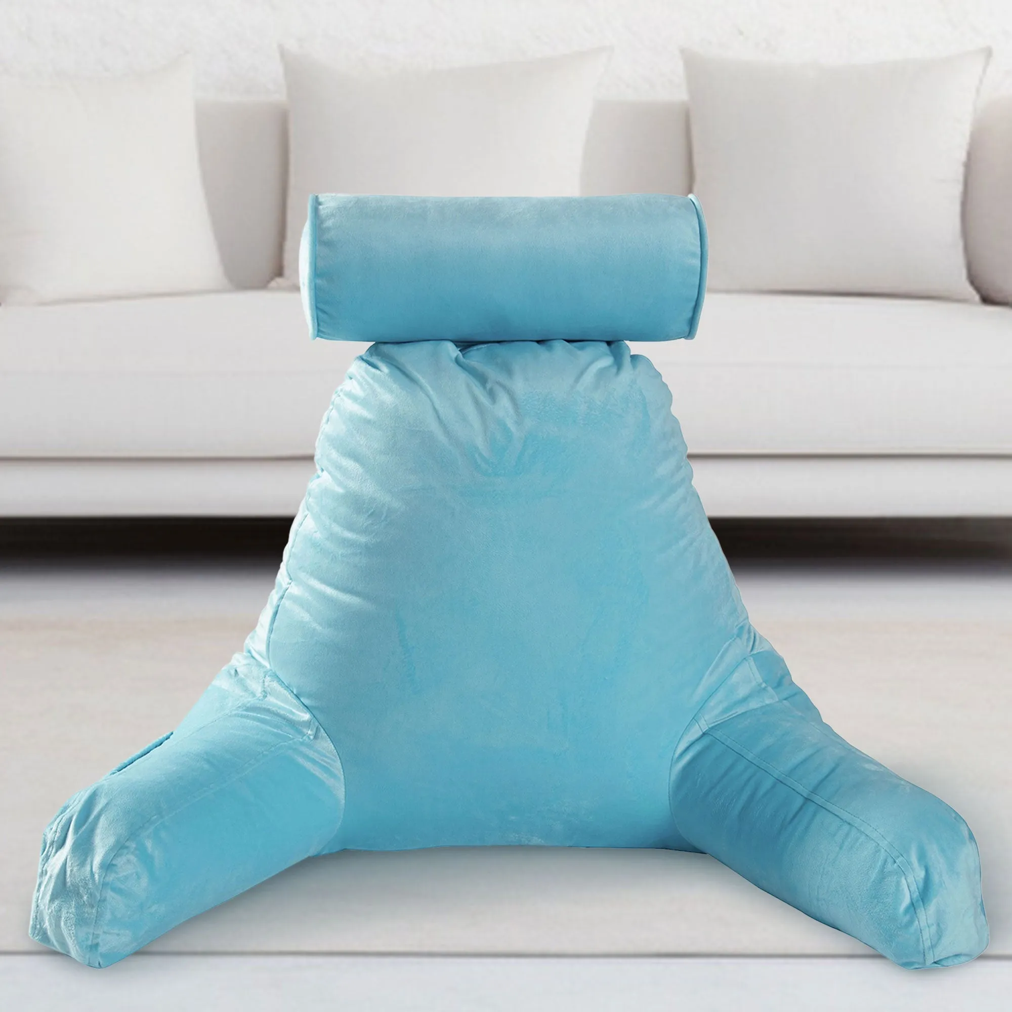 Cheer Collection TV &  Reading Pillow with Detachable Cervical Bolster Backrest . Washable
