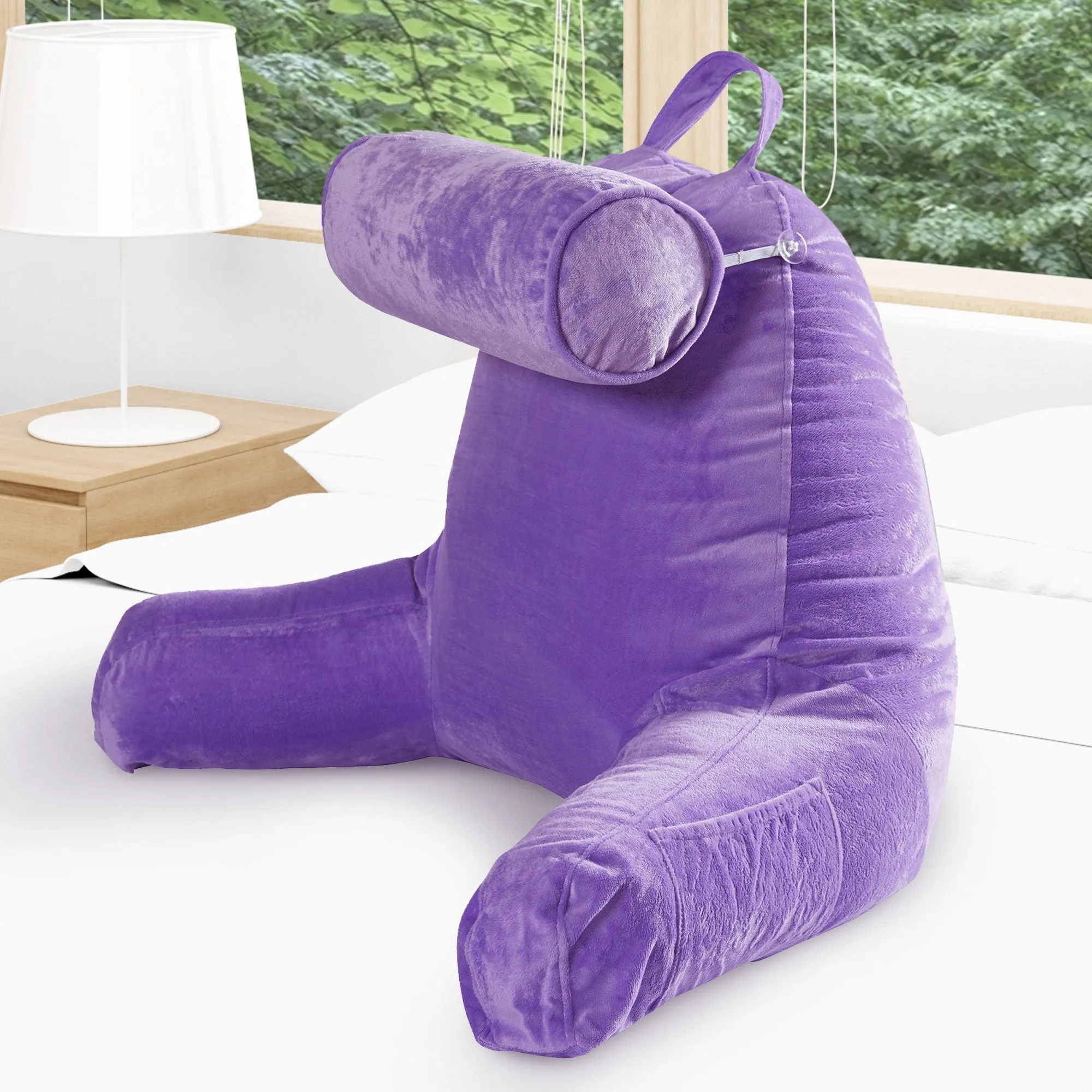 Cheer Collection TV &  Reading Pillow with Detachable Cervical Bolster Backrest . Washable