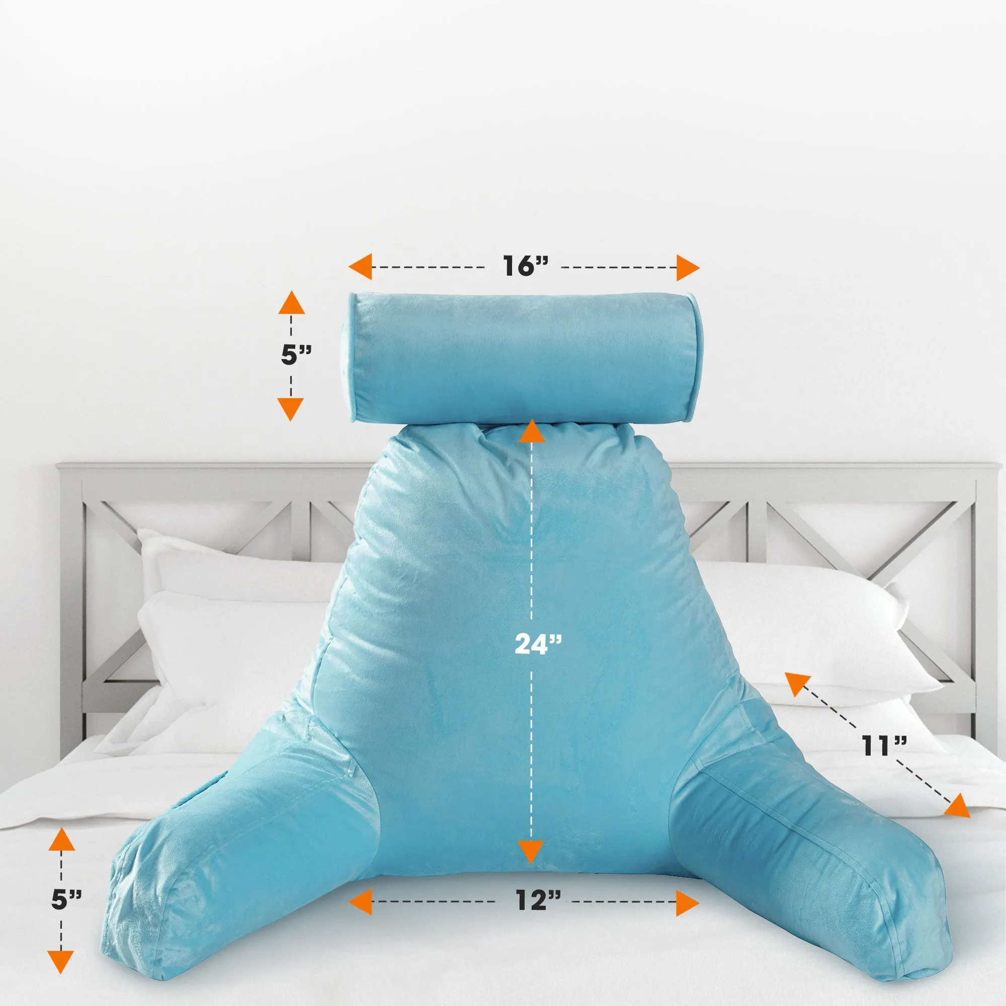 Cheer Collection TV &  Reading Pillow with Detachable Cervical Bolster Backrest . Washable
