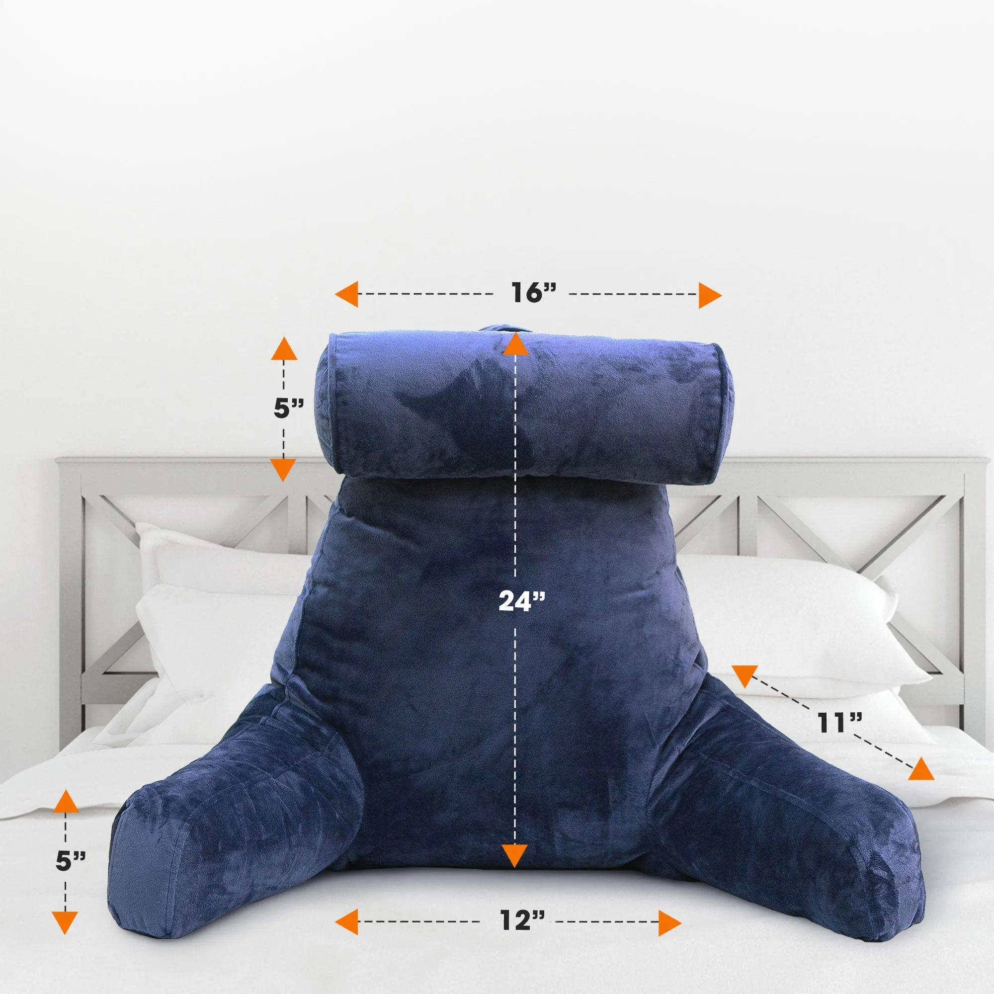 Cheer Collection TV &  Reading Pillow with Detachable Cervical Bolster Backrest . Washable