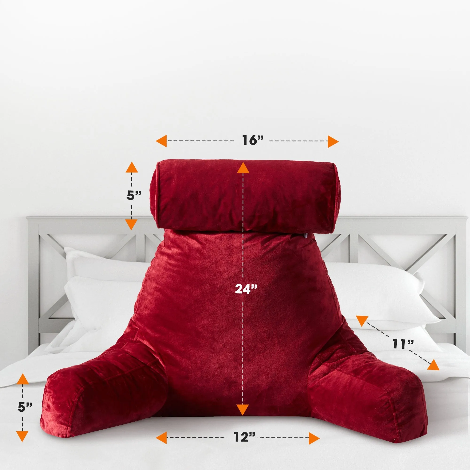 Cheer Collection TV &  Reading Pillow with Detachable Cervical Bolster Backrest . Washable
