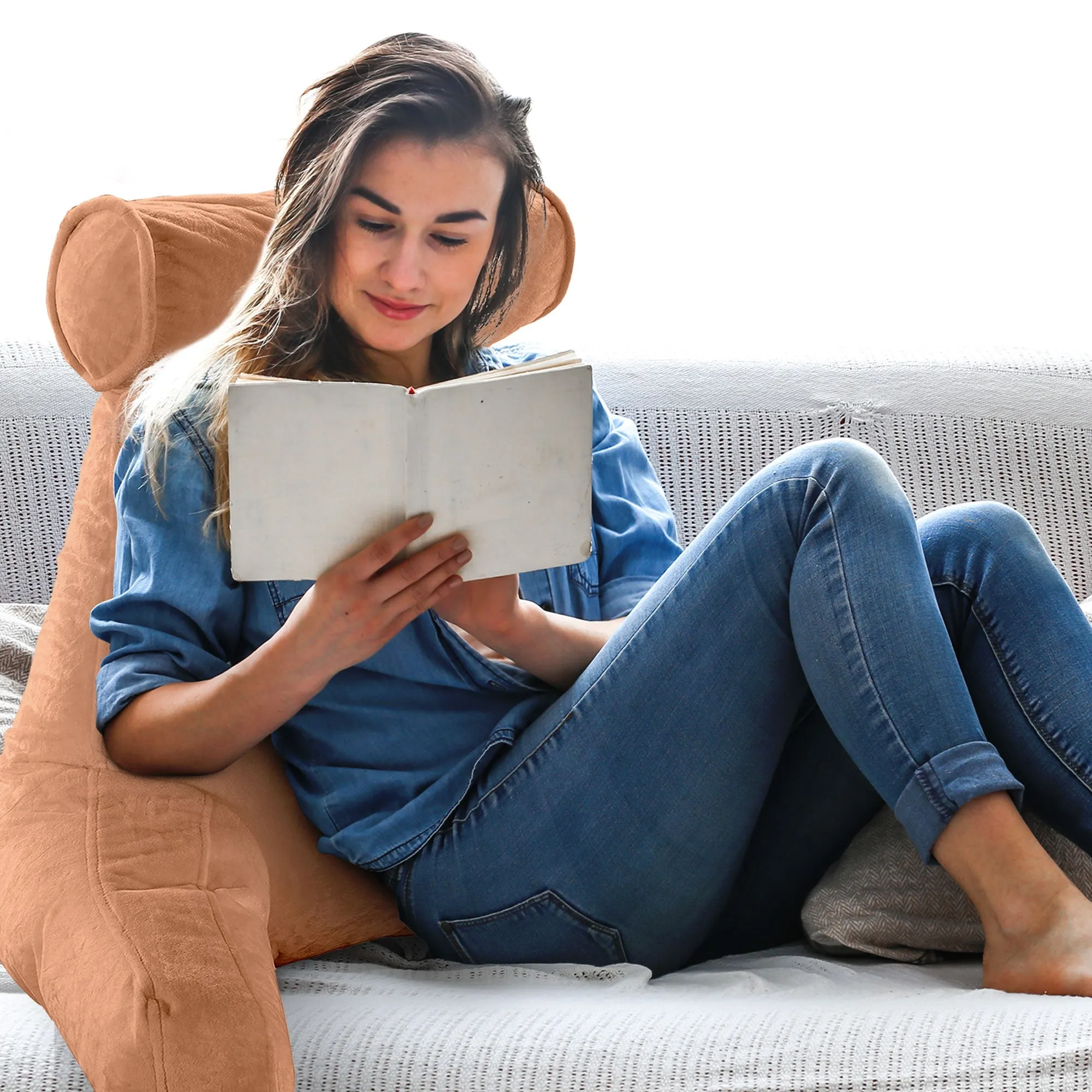 Cheer Collection TV &  Reading Pillow with Detachable Cervical Bolster Backrest . Washable
