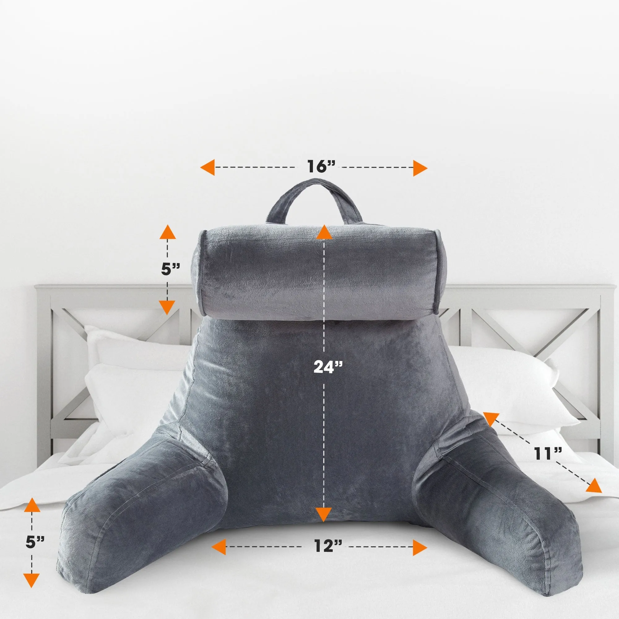 Cheer Collection TV &  Reading Pillow with Detachable Cervical Bolster Backrest . Washable