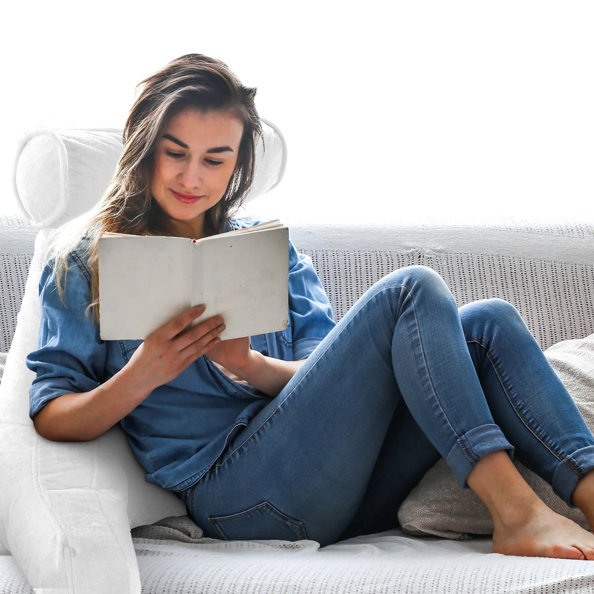 Cheer Collection TV &  Reading Pillow with Detachable Cervical Bolster Backrest . Washable