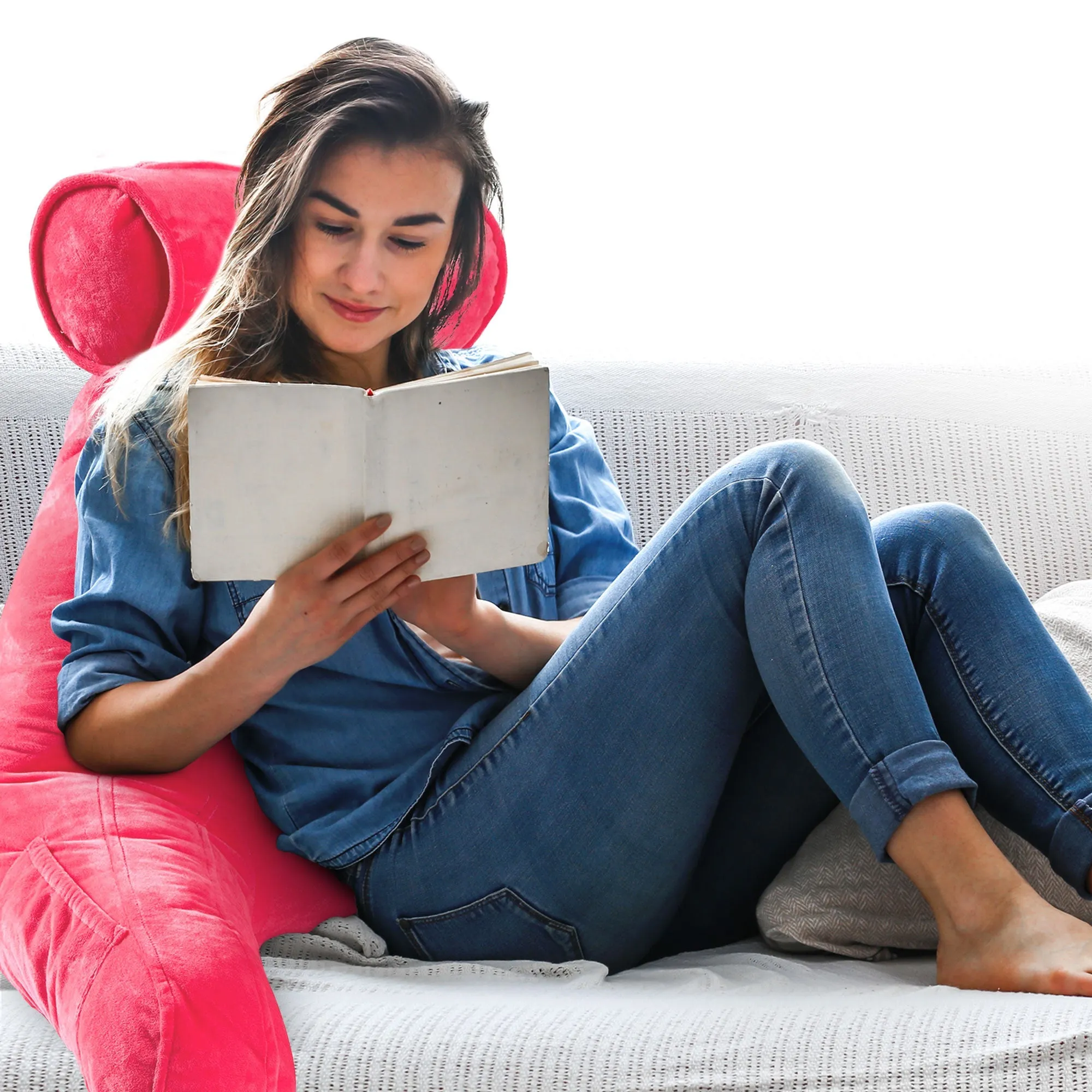 Cheer Collection TV &  Reading Pillow with Detachable Cervical Bolster Backrest . Washable