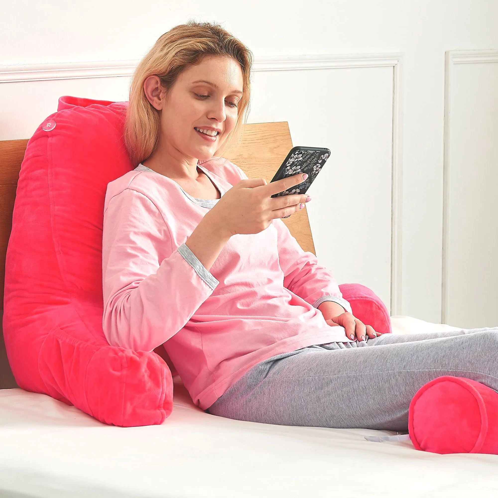 Cheer Collection TV &  Reading Pillow with Detachable Cervical Bolster Backrest . Washable