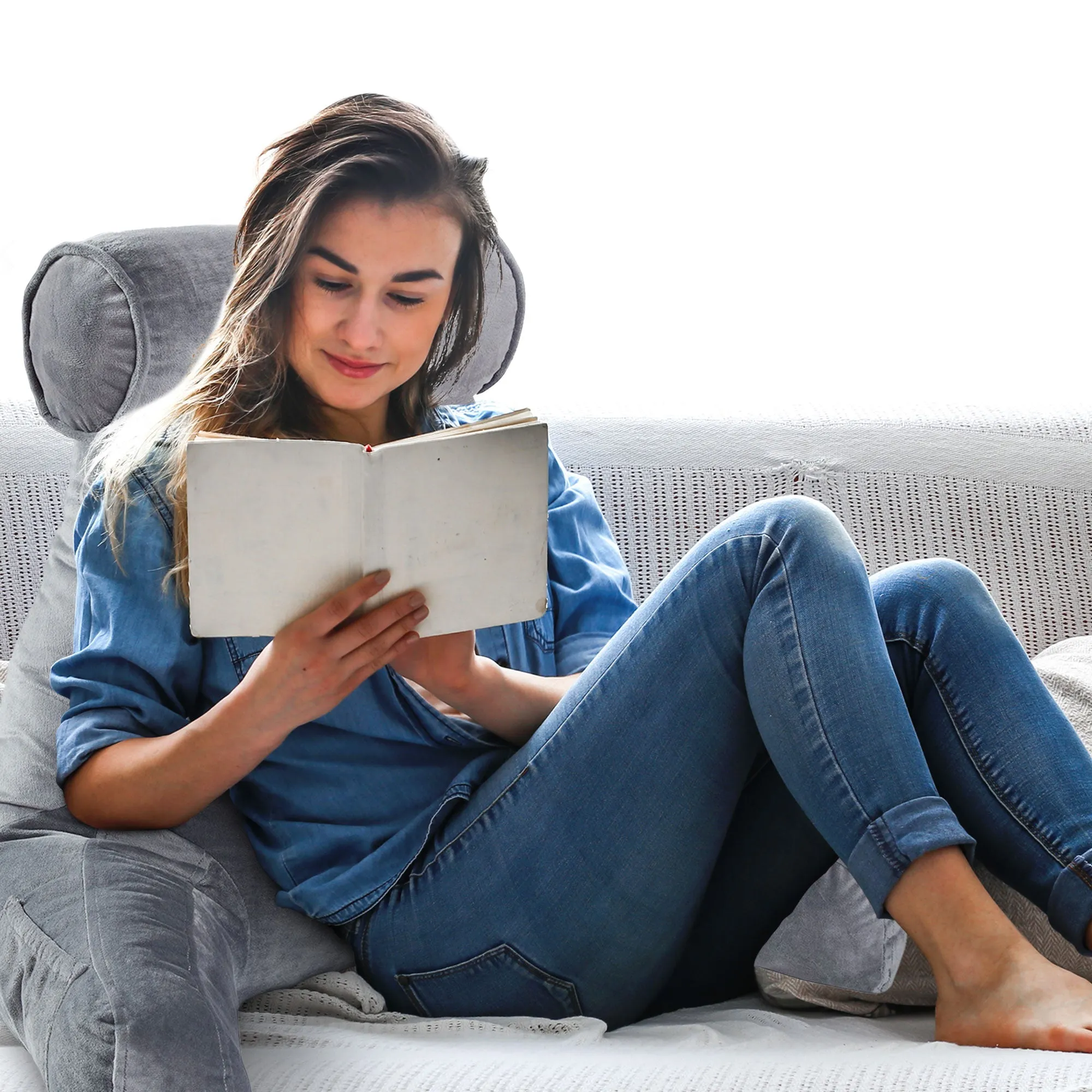 Cheer Collection TV &  Reading Pillow with Detachable Cervical Bolster Backrest . Washable