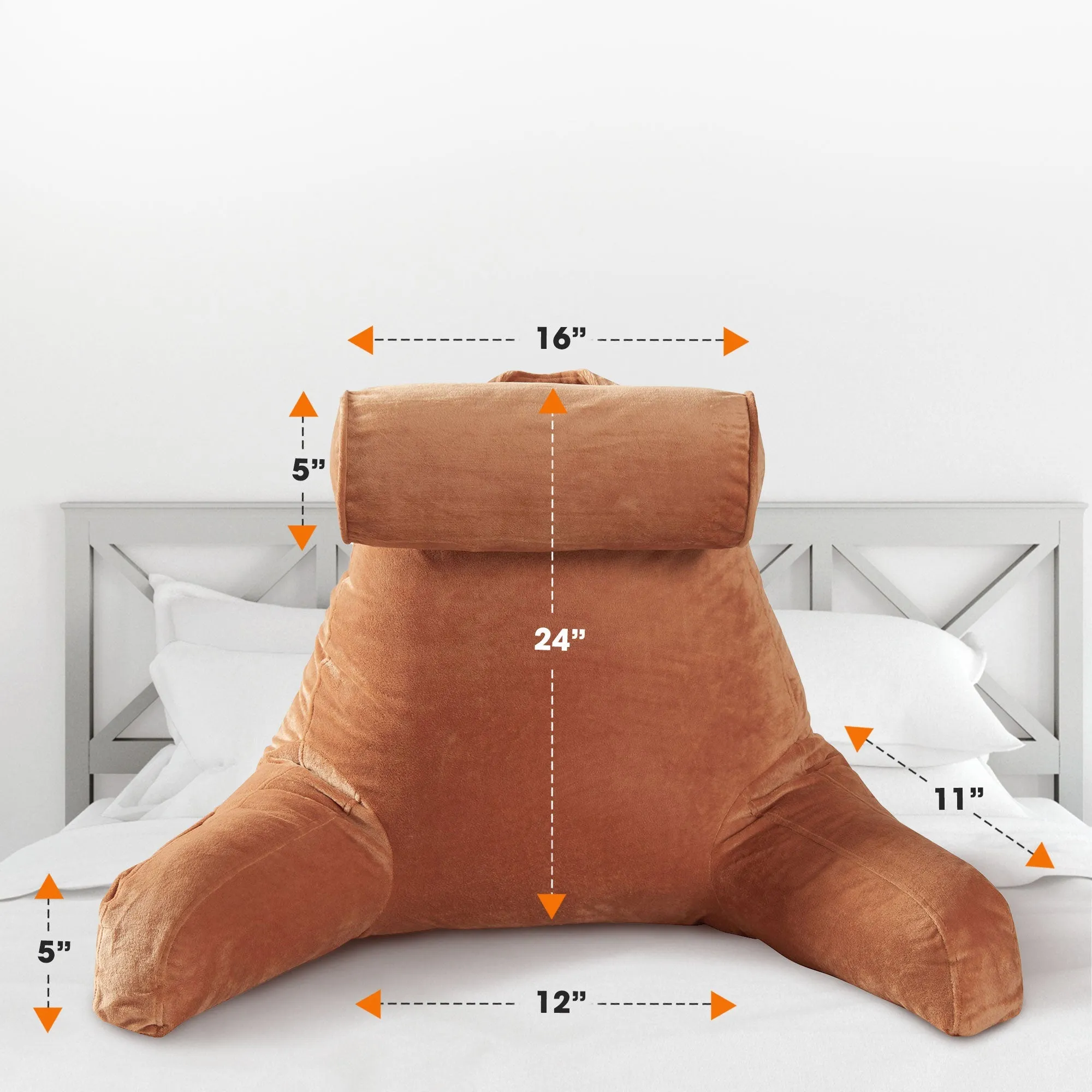 Cheer Collection TV &  Reading Pillow with Detachable Cervical Bolster Backrest . Washable