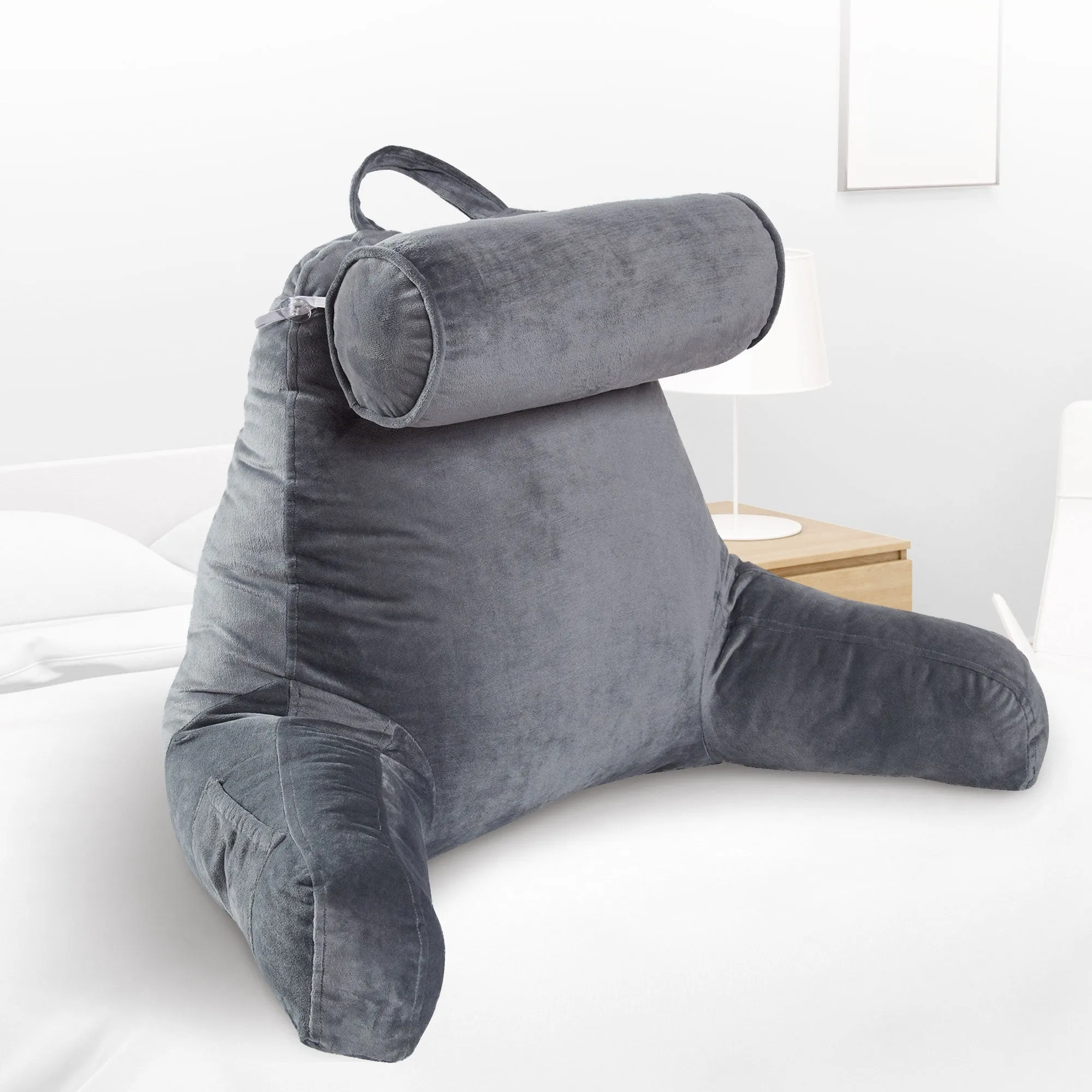 Cheer Collection TV &  Reading Pillow with Detachable Cervical Bolster Backrest . Washable