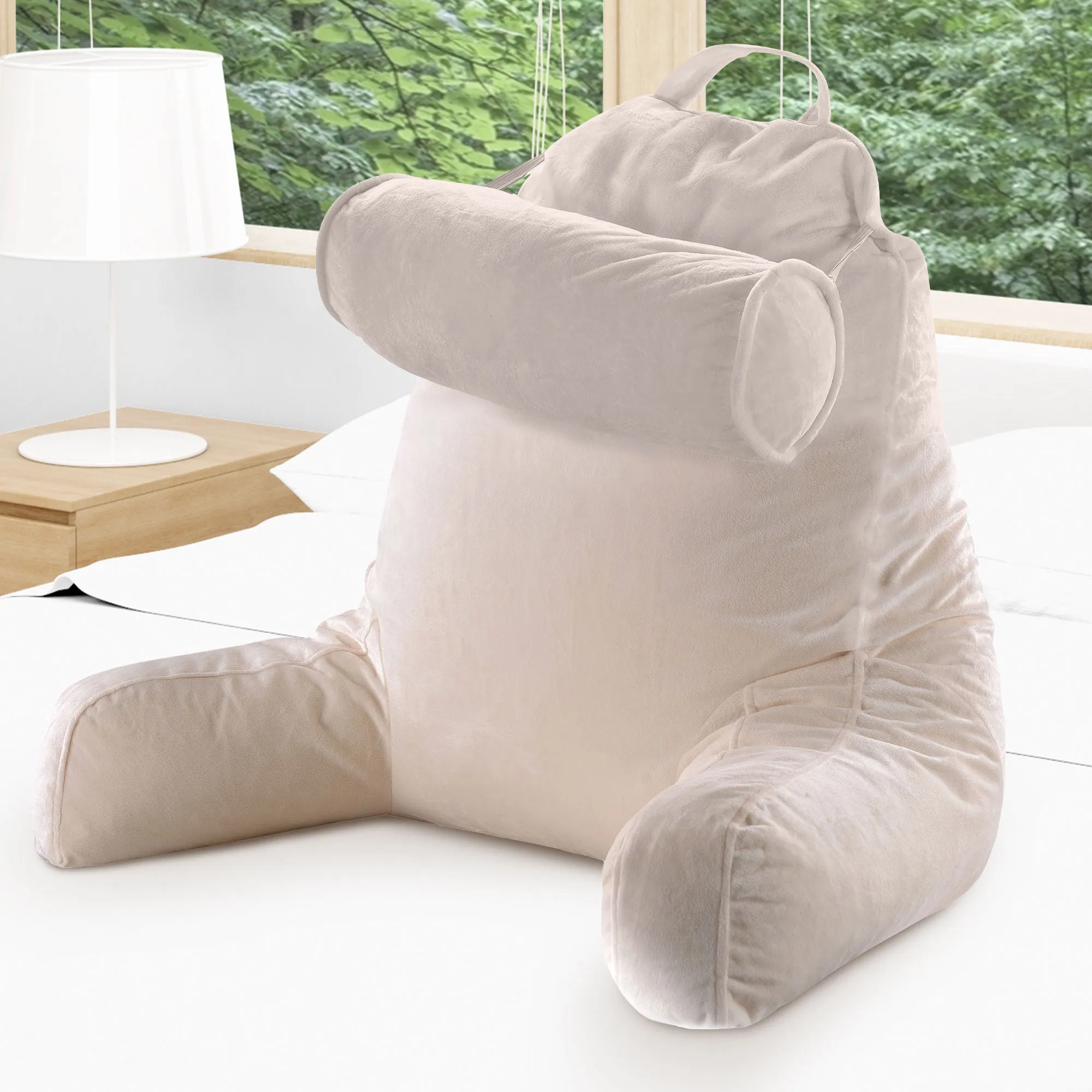 Cheer Collection TV &  Reading Pillow with Detachable Cervical Bolster Backrest . Washable