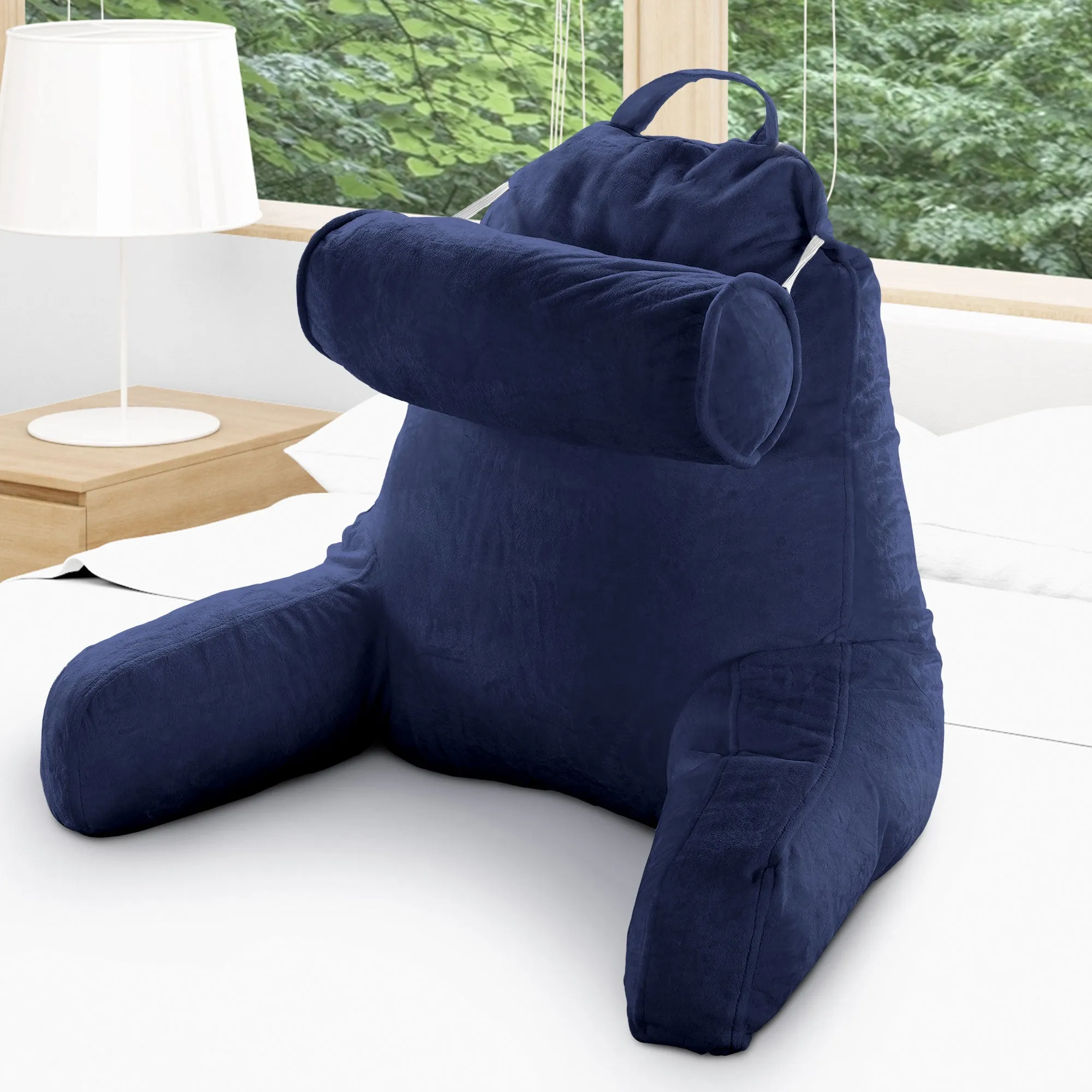 Cheer Collection TV &  Reading Pillow with Detachable Cervical Bolster Backrest . Washable