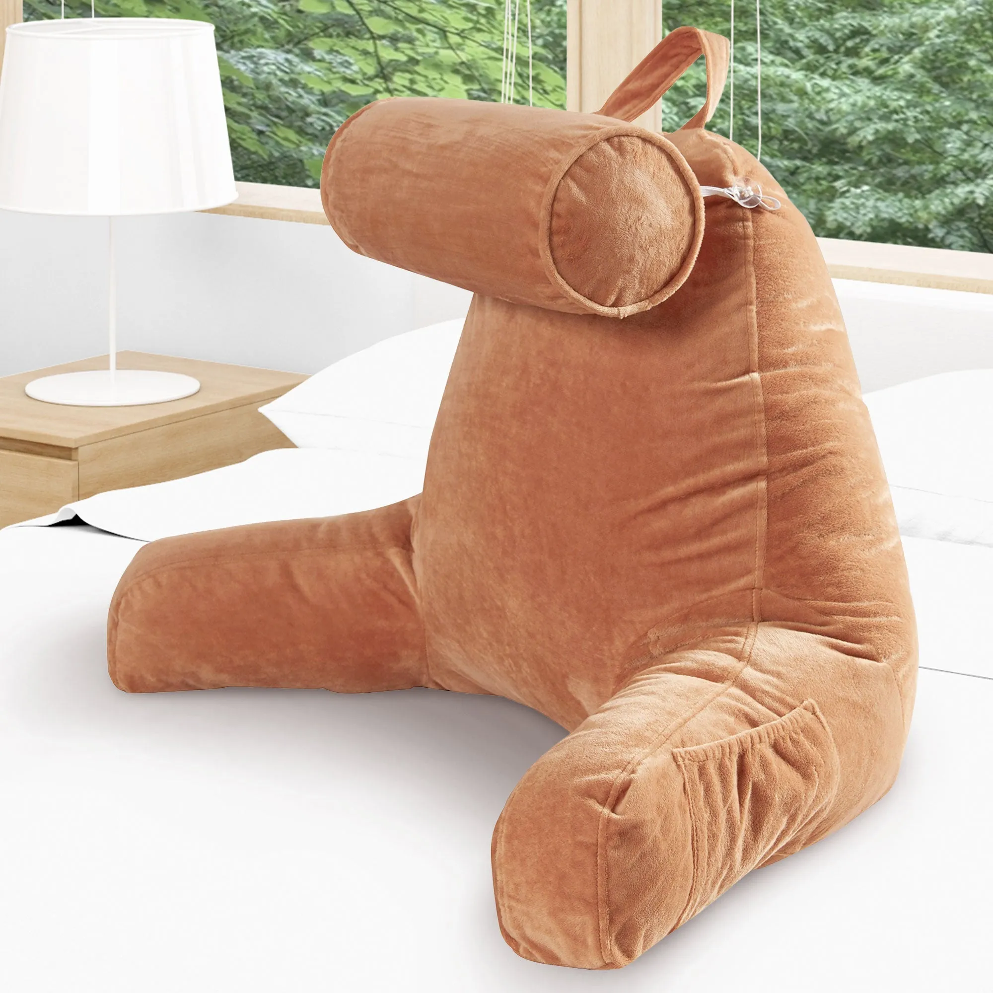 Cheer Collection TV &  Reading Pillow with Detachable Cervical Bolster Backrest . Washable
