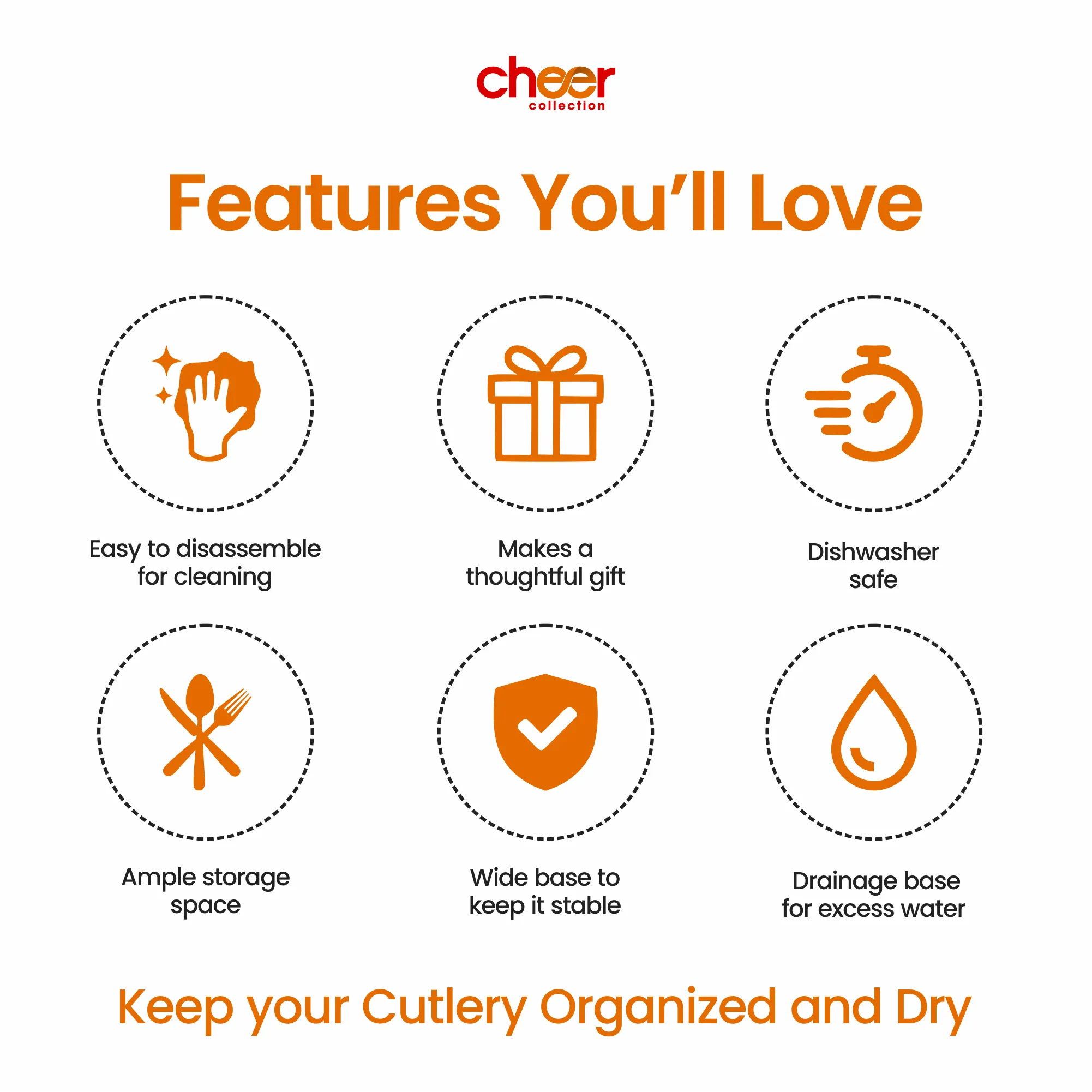 Cheer Collection Utensil Organizer Caddy and Drying Rack with Drip Tray