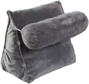 Cheer Collection Wedge Pillow with Detachable Bolster. Gray
