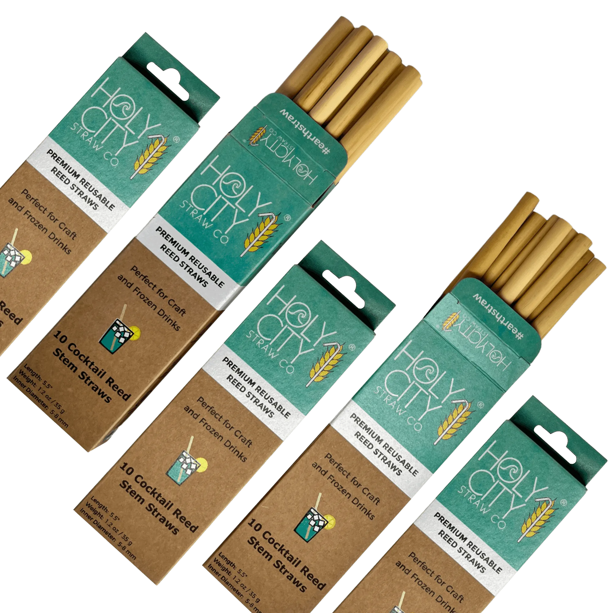 Cocktail Reusable Reed Straws | 5 Pack Bundle by Holy City Straw Company