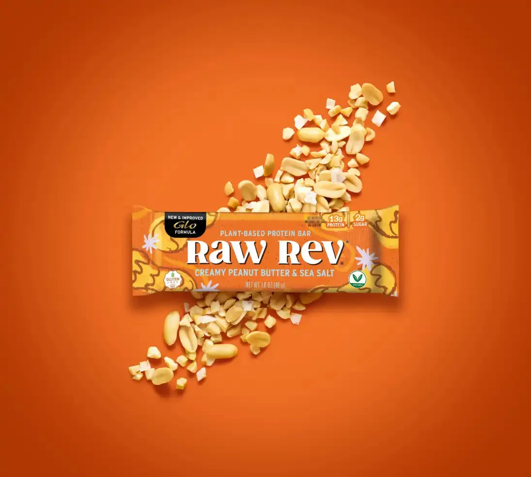 Creamy Peanut Butter & Sea Salt New and Improved Glo Vegan Protein Bars