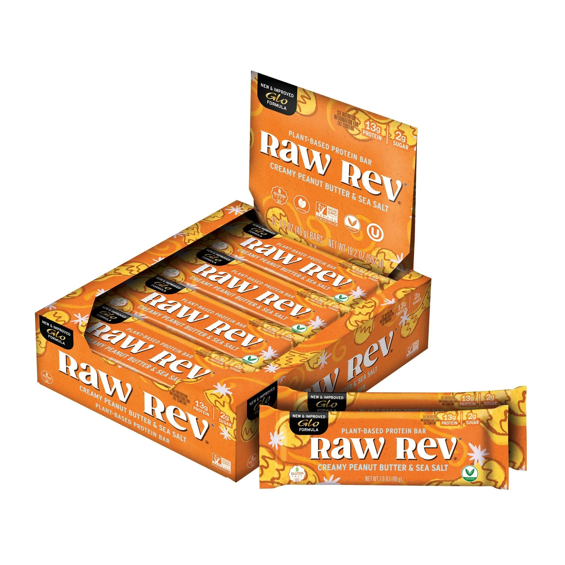 Creamy Peanut Butter & Sea Salt New and Improved Glo Vegan Protein Bars