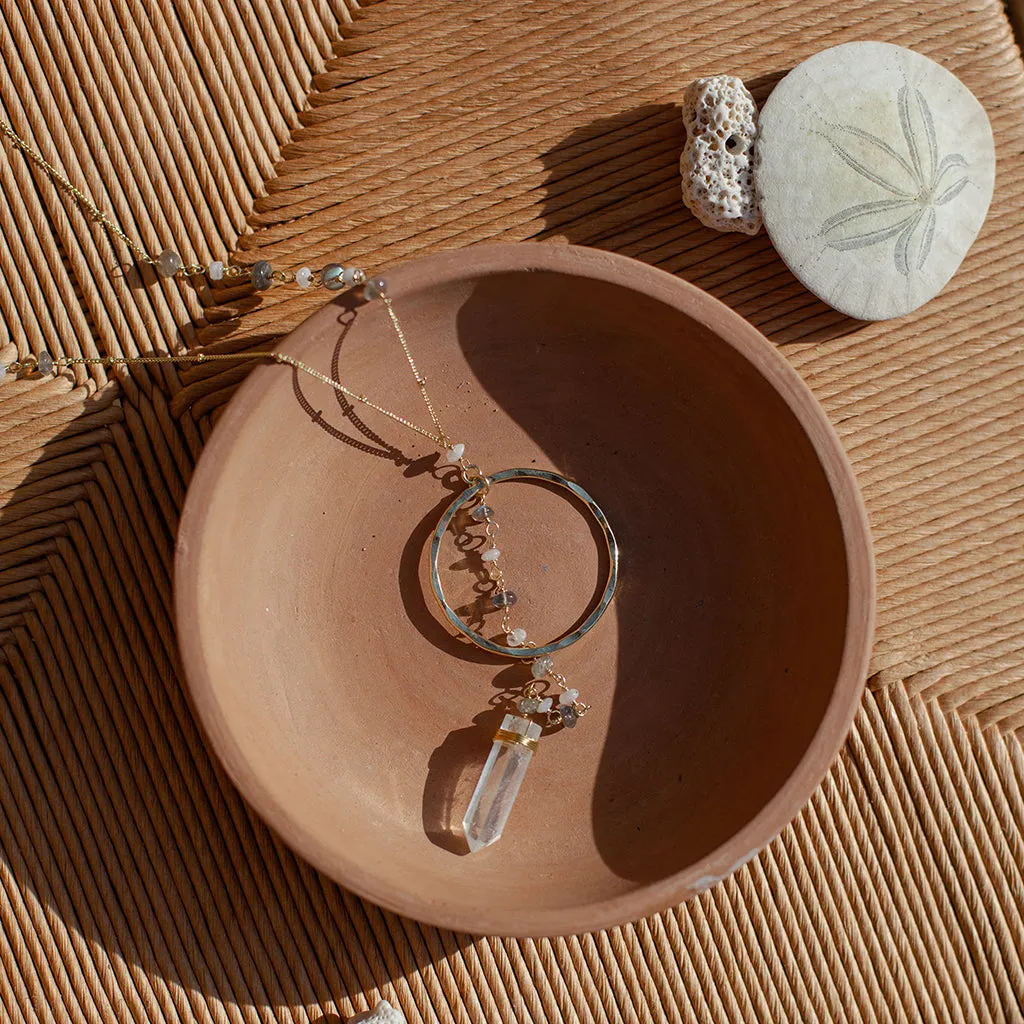 Crystal Halo Y Necklace by SLATE   SALT