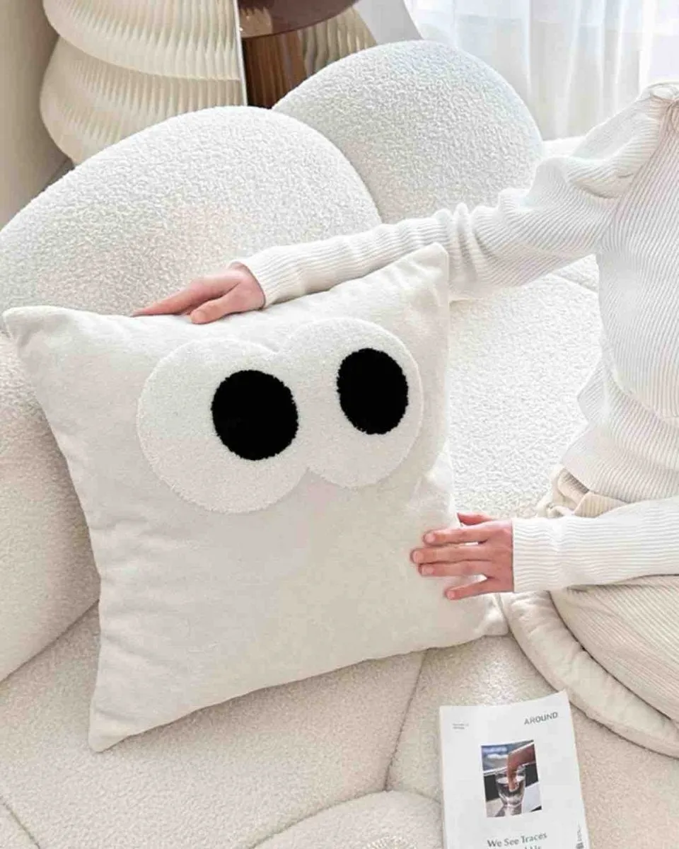 Cute Whimsical Big Eyes Puffy Decorative Throw Pillow