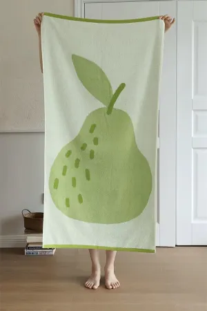 Cute Whimsical Pear Bath Towel - Ultra Soft. Absorbent. 100% Staple Cotton