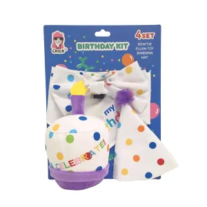 Dog Birthday 4 piece Kit: Bandana. Hat. Bow Tie. Cupcake Plush Toy by American Pet Supplies