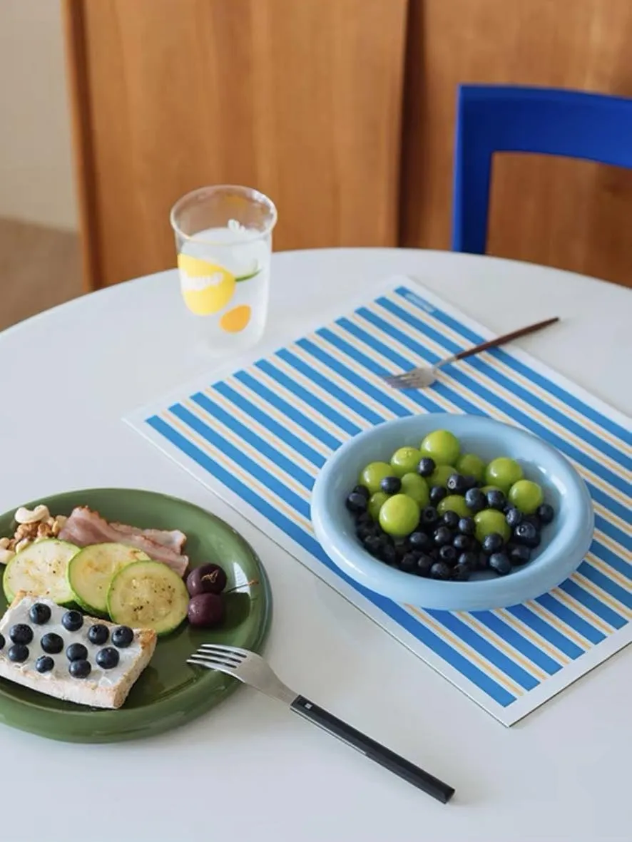 Dopamine Stripe Placemat Set Of 4 Pcs For Table Setting. Easy Cleaning